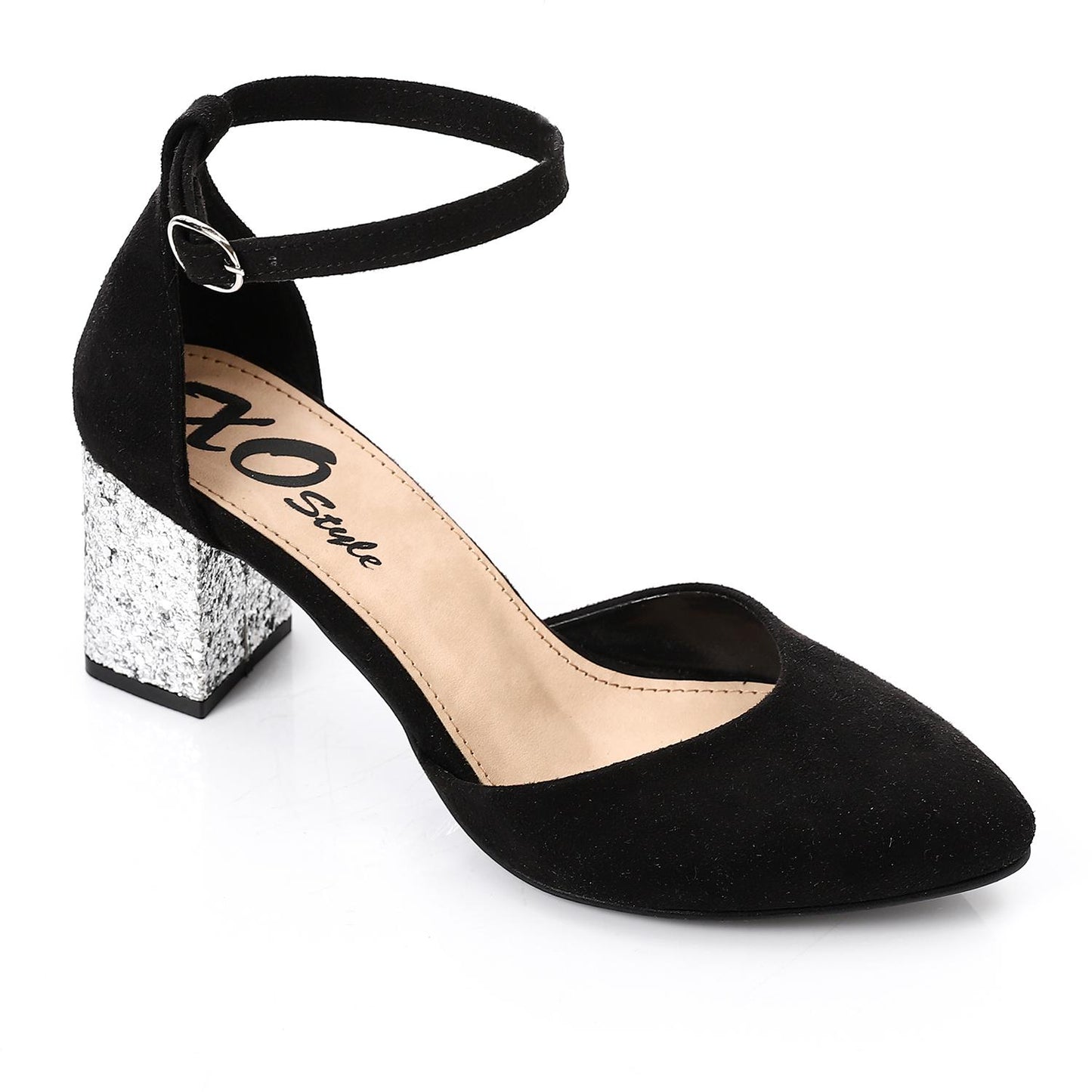 Suede High Heels with Shiny Heel