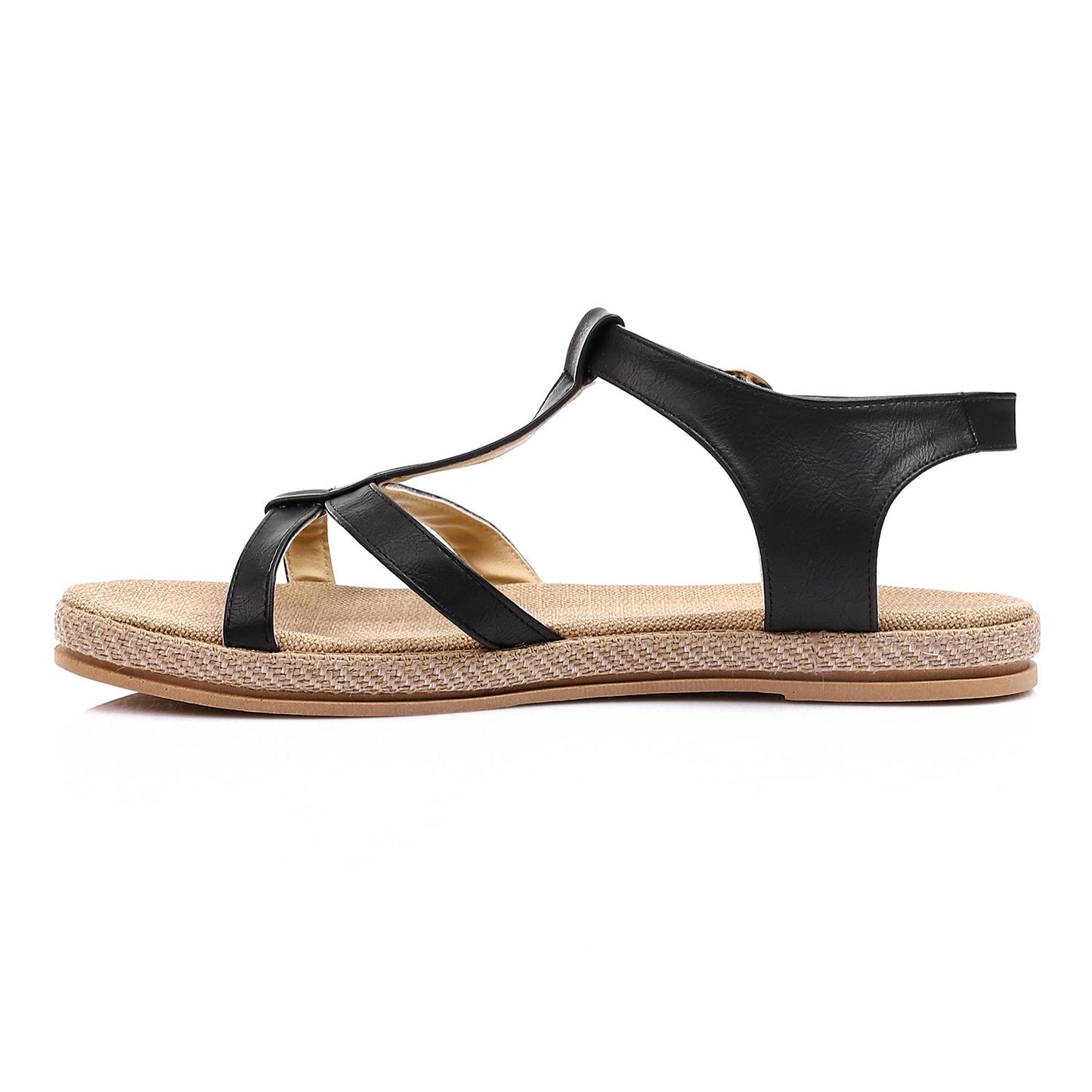 Black Open Toe Flat Sandal