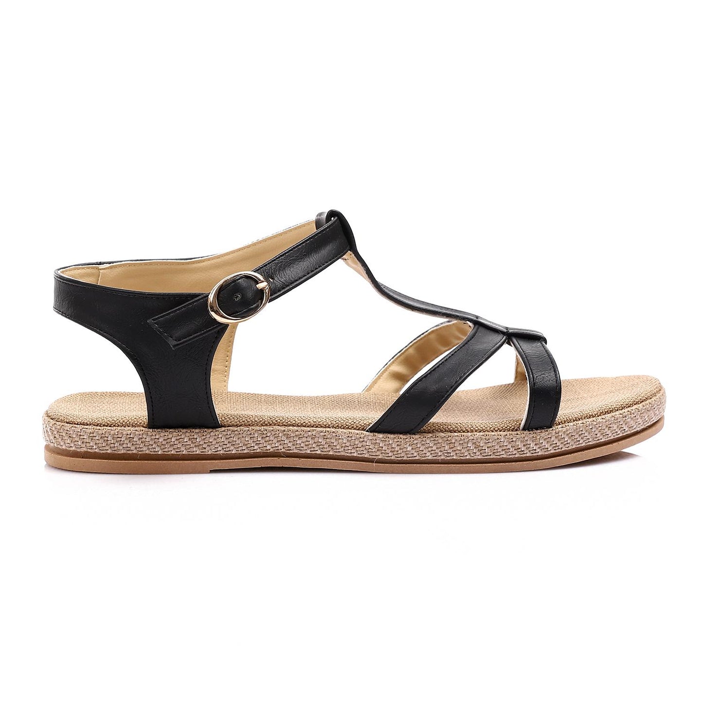 Black Open Toe Flat Sandal