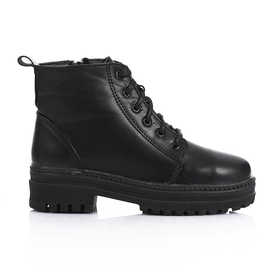 Black Lace-up Ankle Boot for Girls