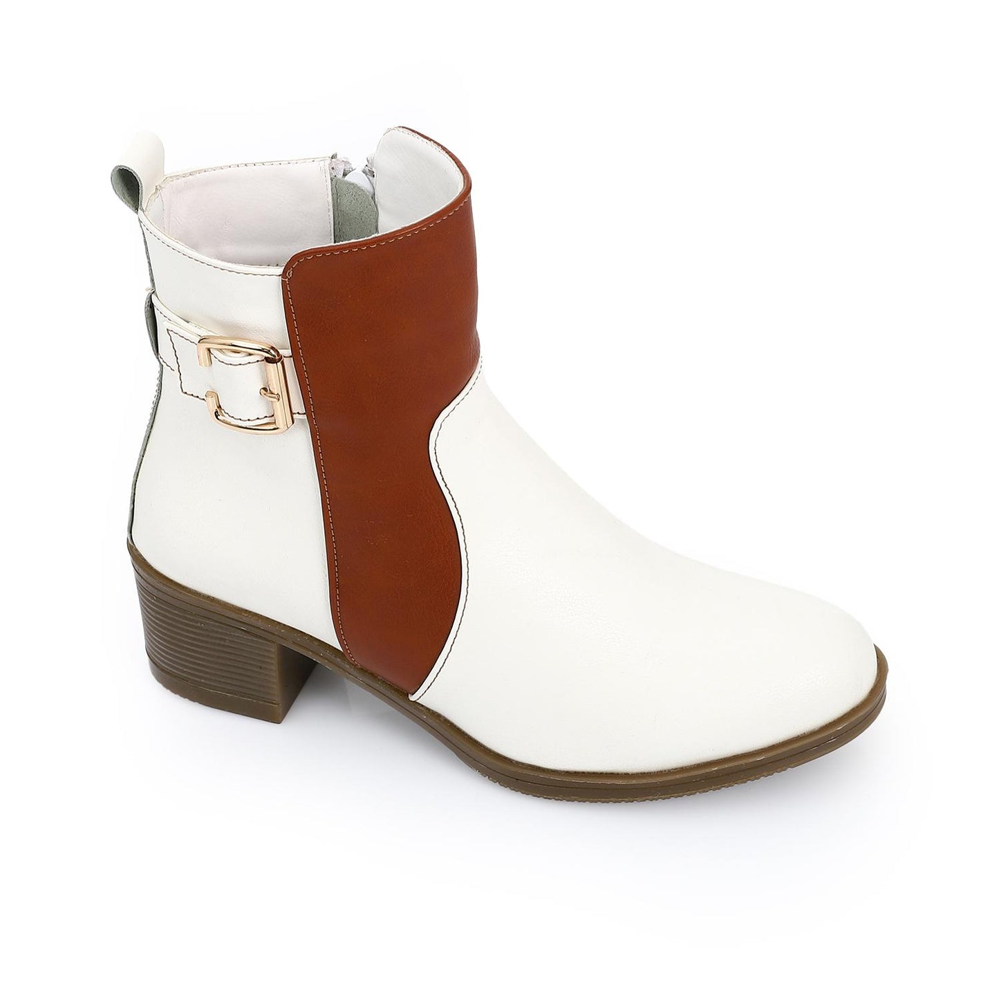 Side Buckle Ankle Boot with Block Heel