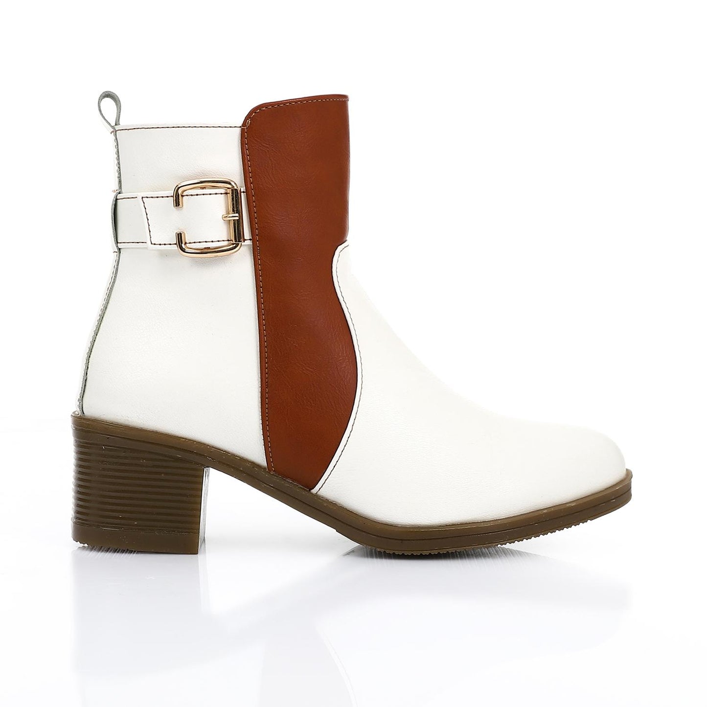 Side Buckle Ankle Boot with Block Heel
