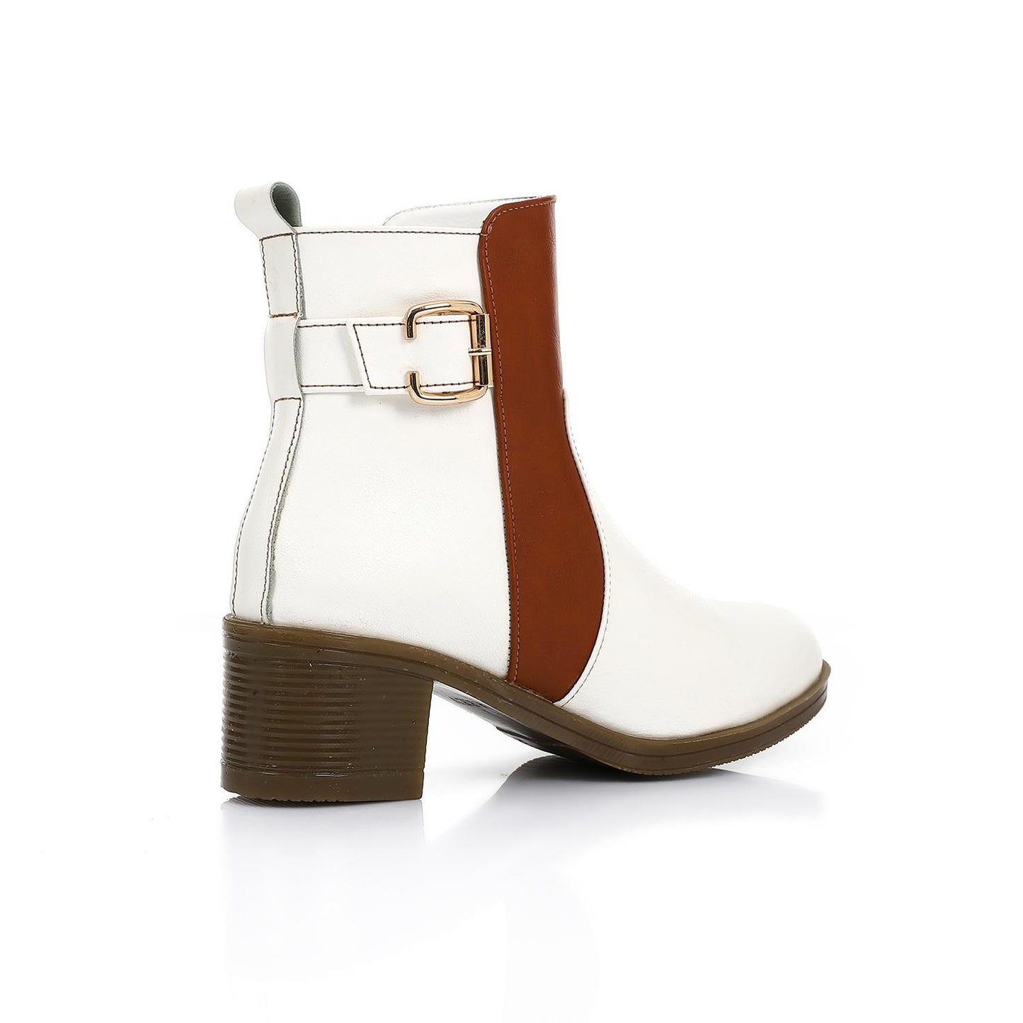 Side Buckle Ankle Boot with Block Heel