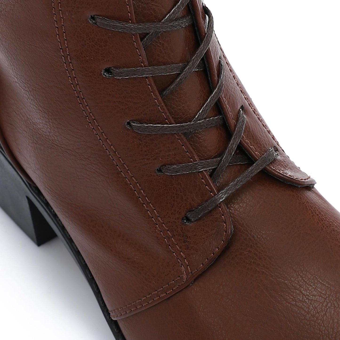 Brown Side Zipper Half Boot