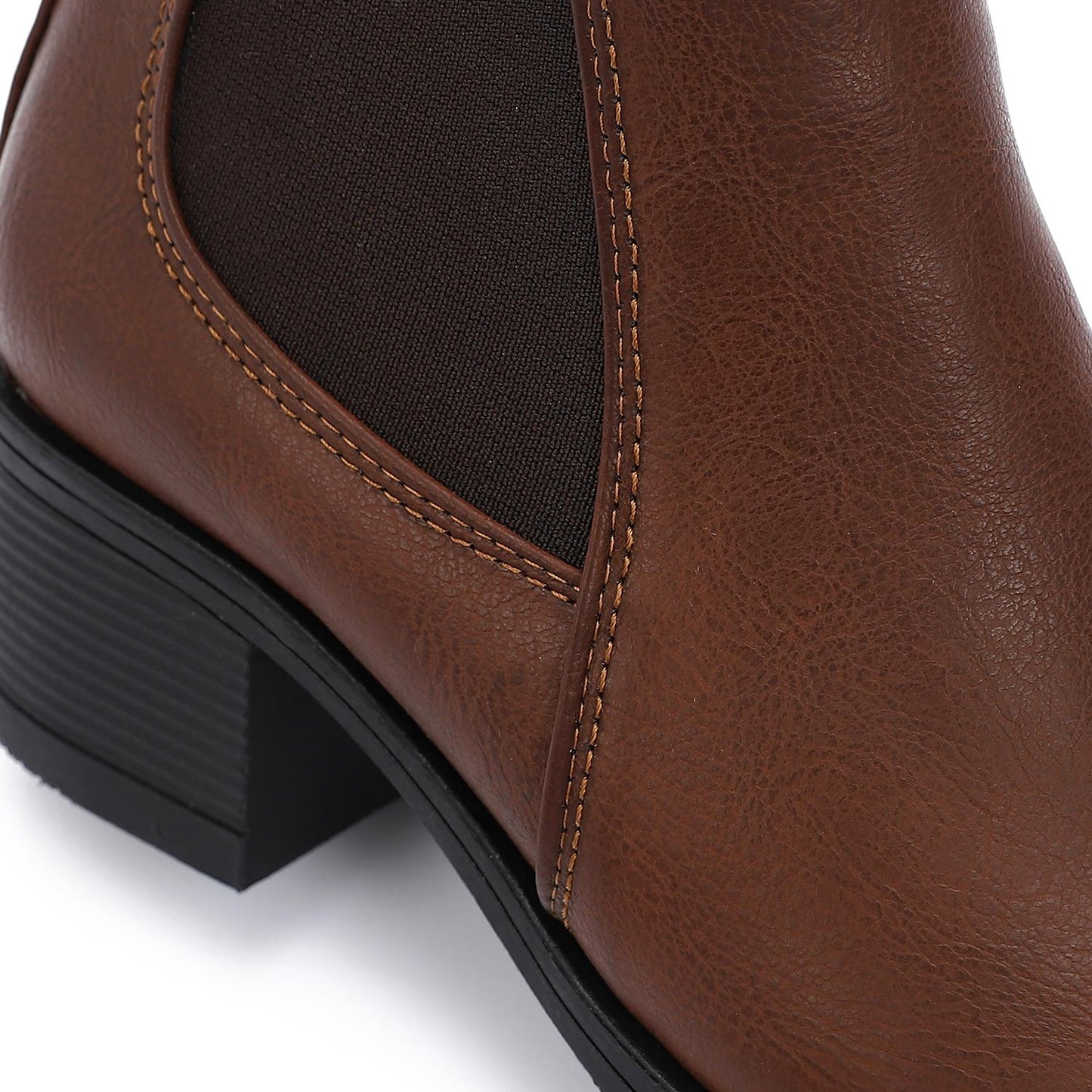 Brown Pull-on Leather Ankle Boot