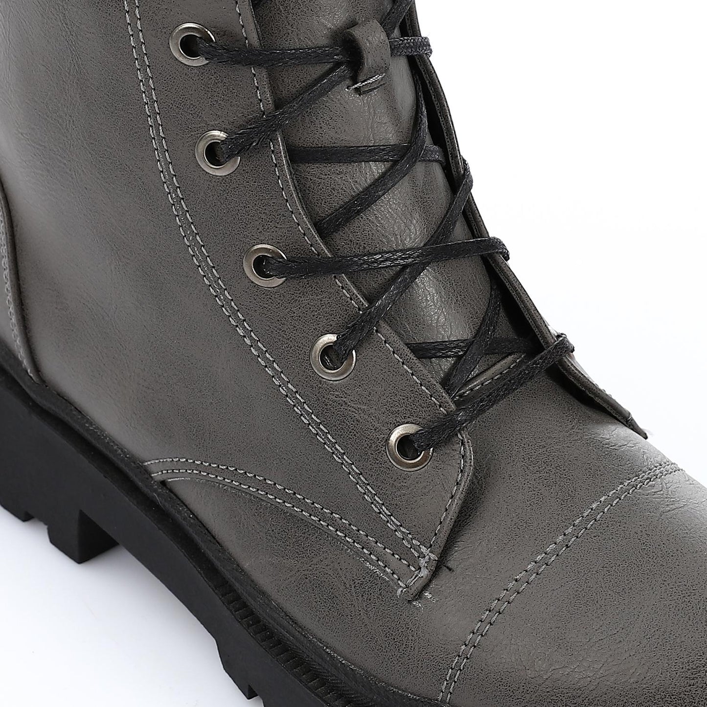 حذاء نصفي رمادي سادة بسحاب جانبي