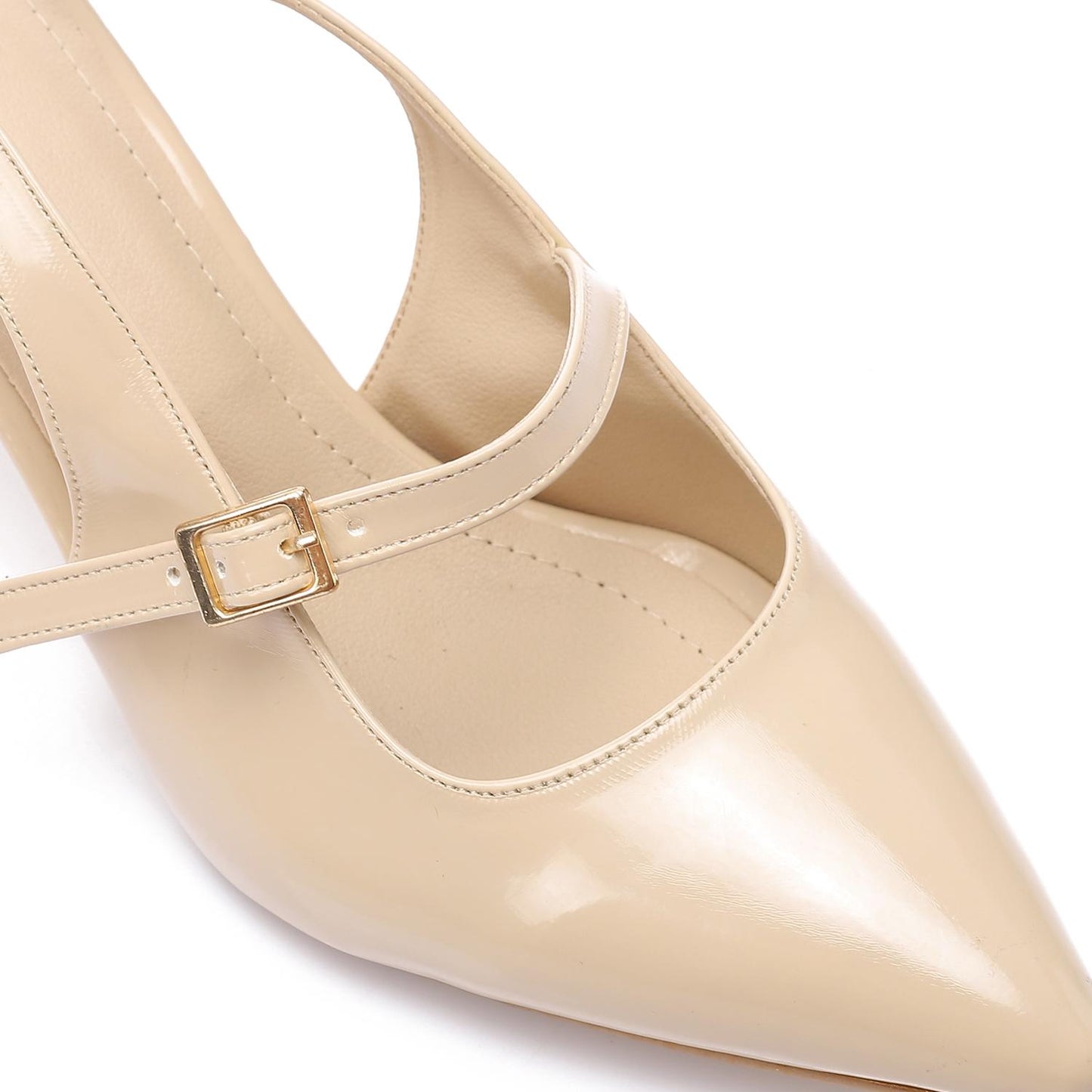 Beige Soft Leather Pull-on High Heels