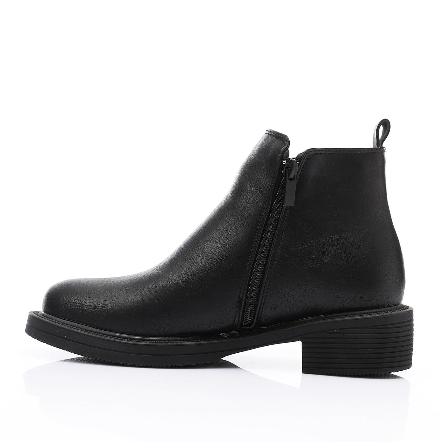 Black Side Golden Zipper Ankle Boot