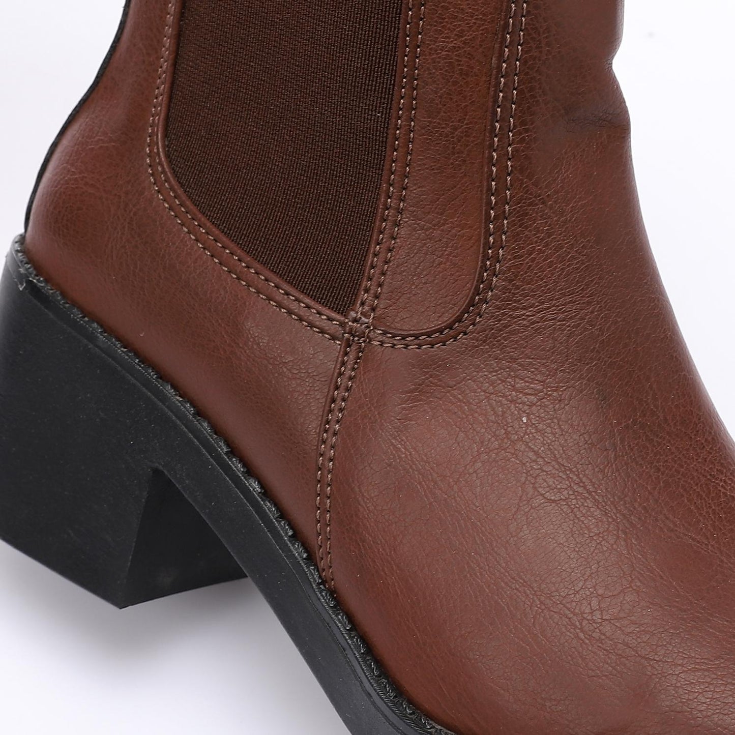 Brown Heeled Leather Chelsea Boot