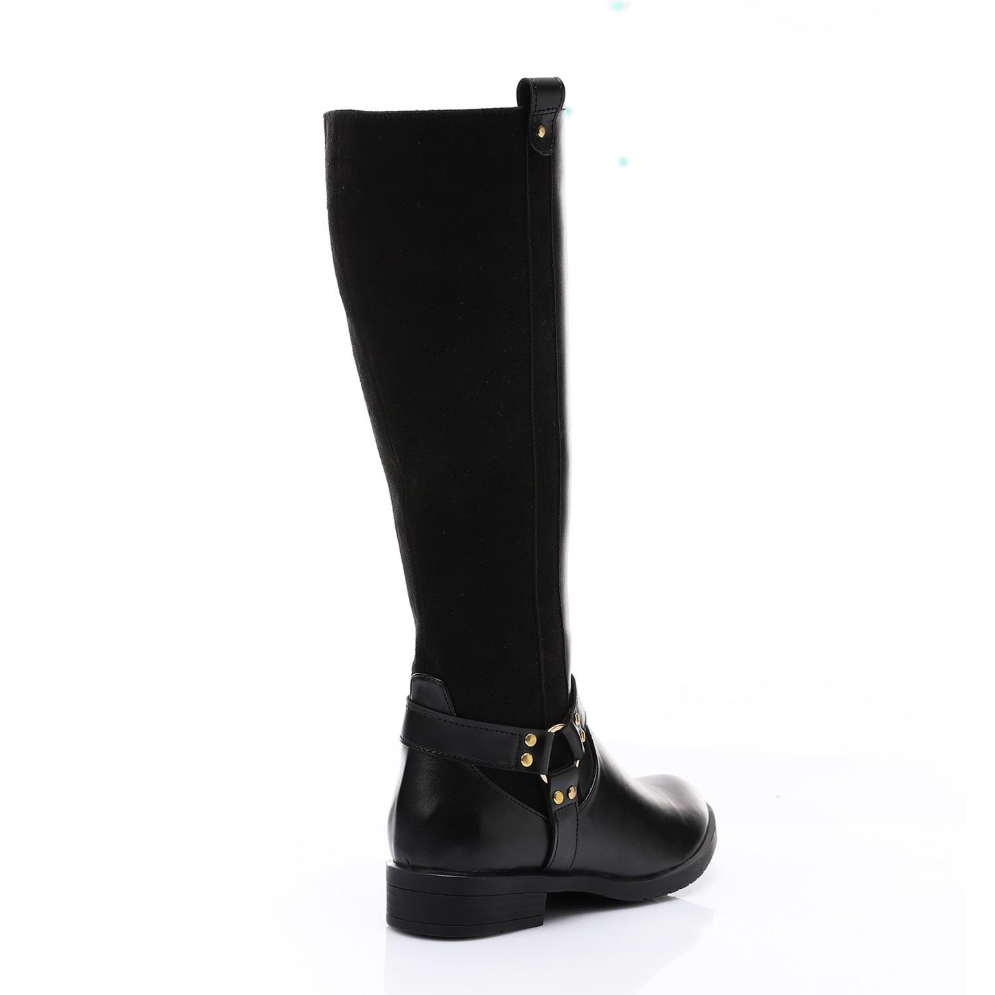 Black Leather & Suede Knee High Boot