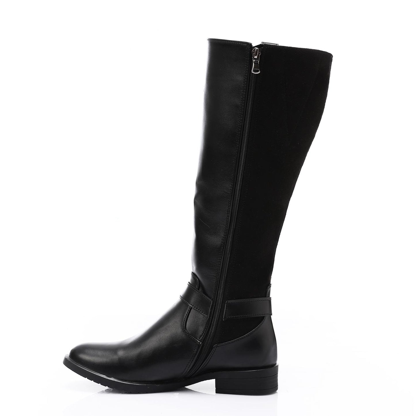Black Leather & Suede Knee High Boot
