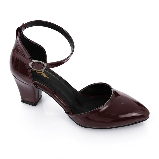Burgundy Ankle Buckle Verneh Pumps