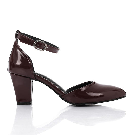 Burgundy Ankle Buckle Verneh Pumps