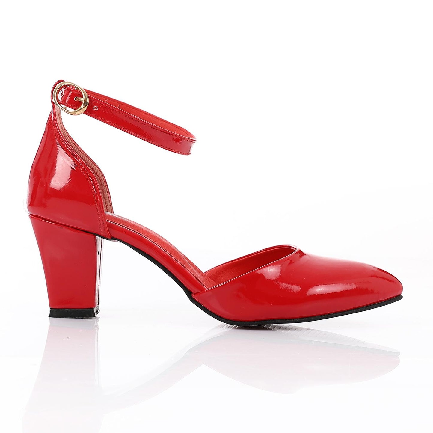Red Ankle Buckle Verneh High Heels