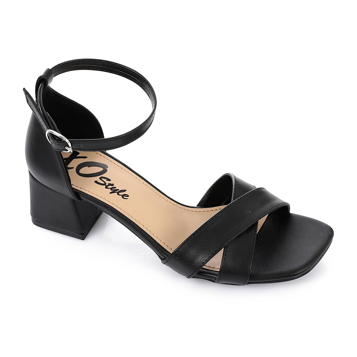 Black Criss Cross Heeled Sandal