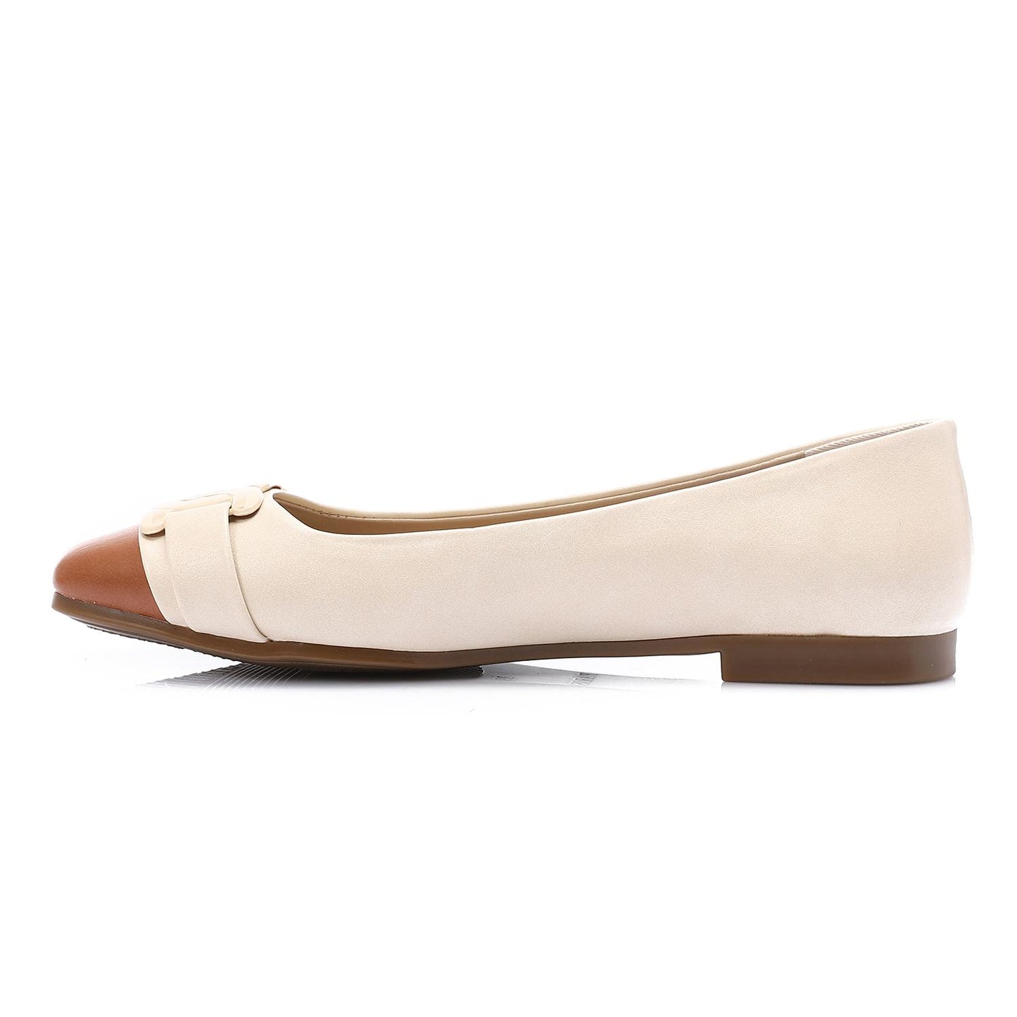 Golden Detail Leather Ballerina