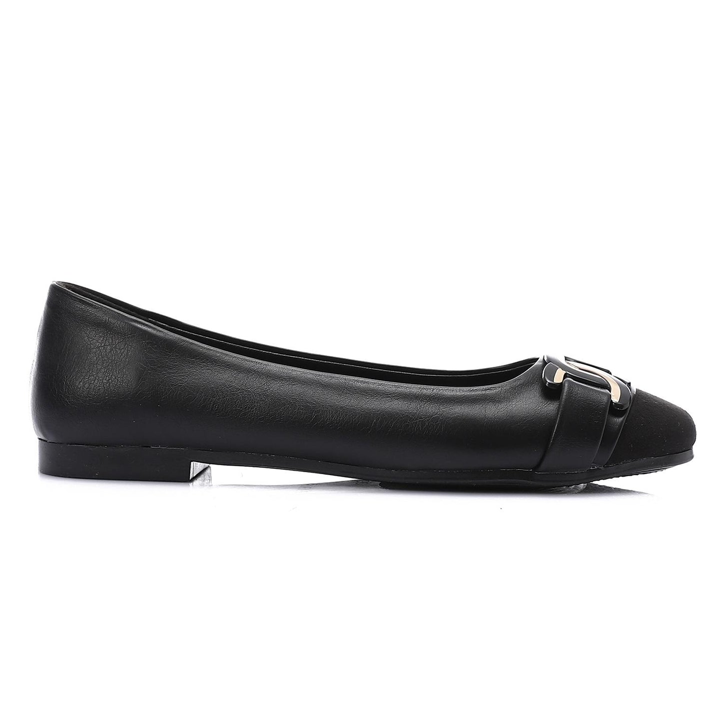 Golden Detail Leather Ballerina