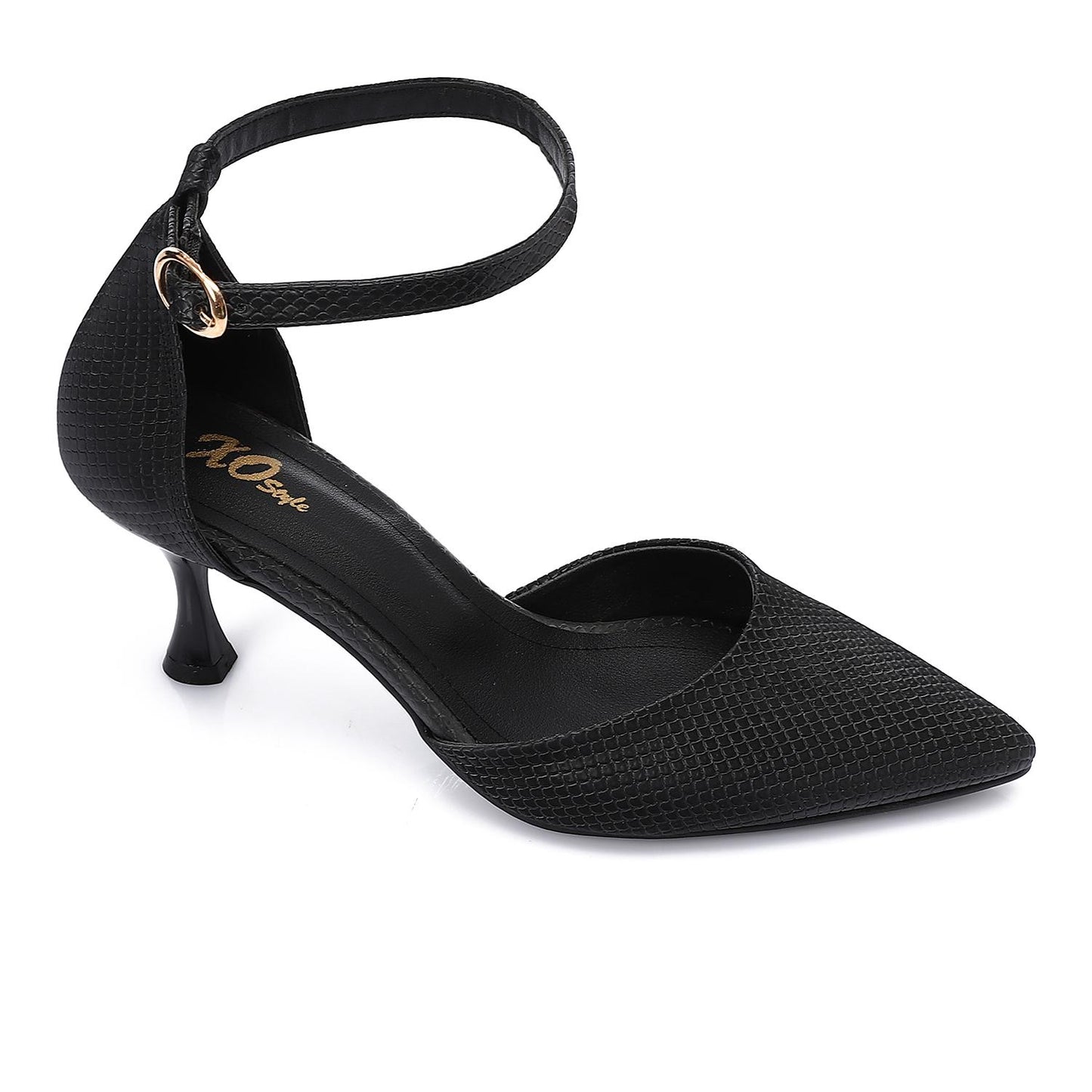Open Side Textured Leather High Heels