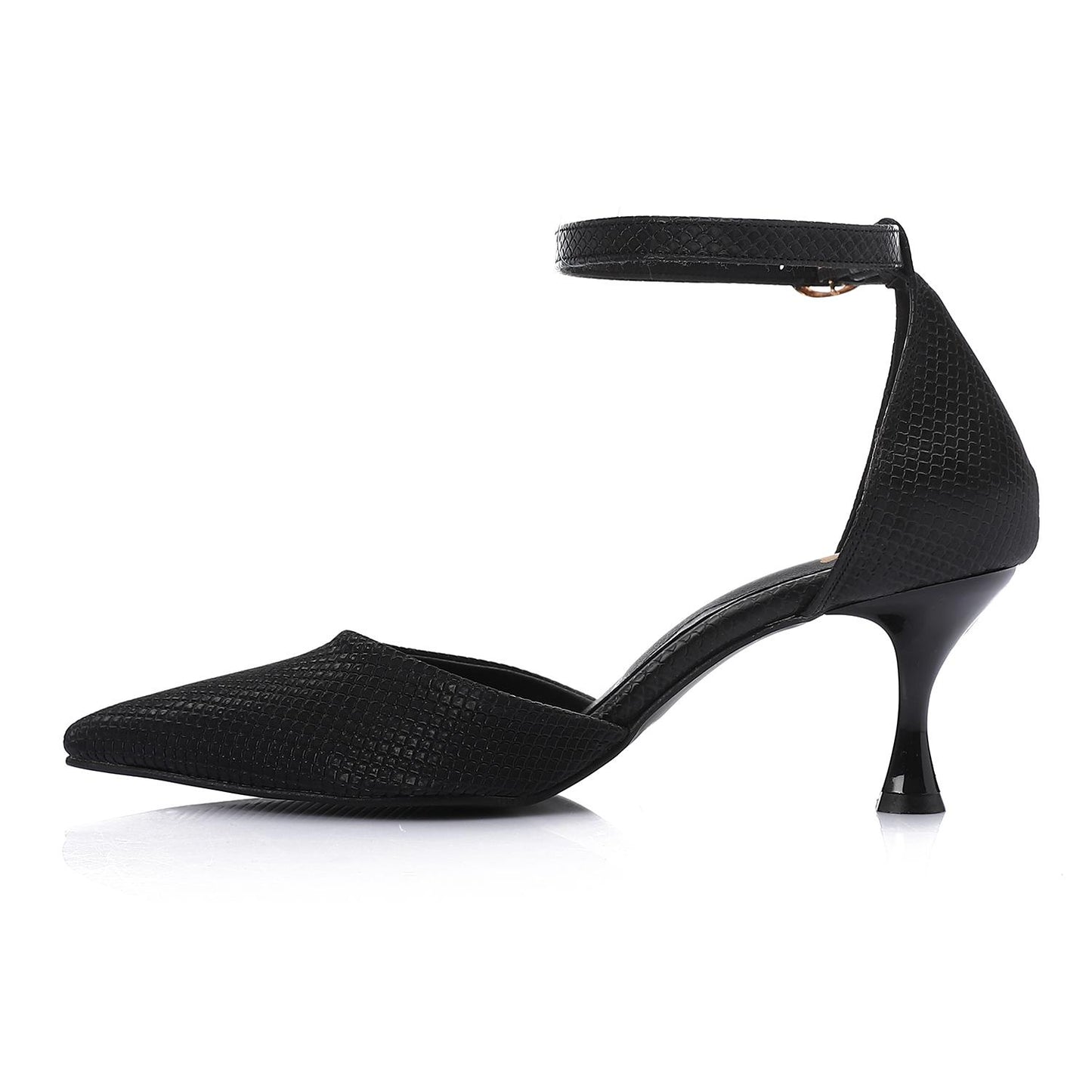 Open Side Textured Leather High Heels