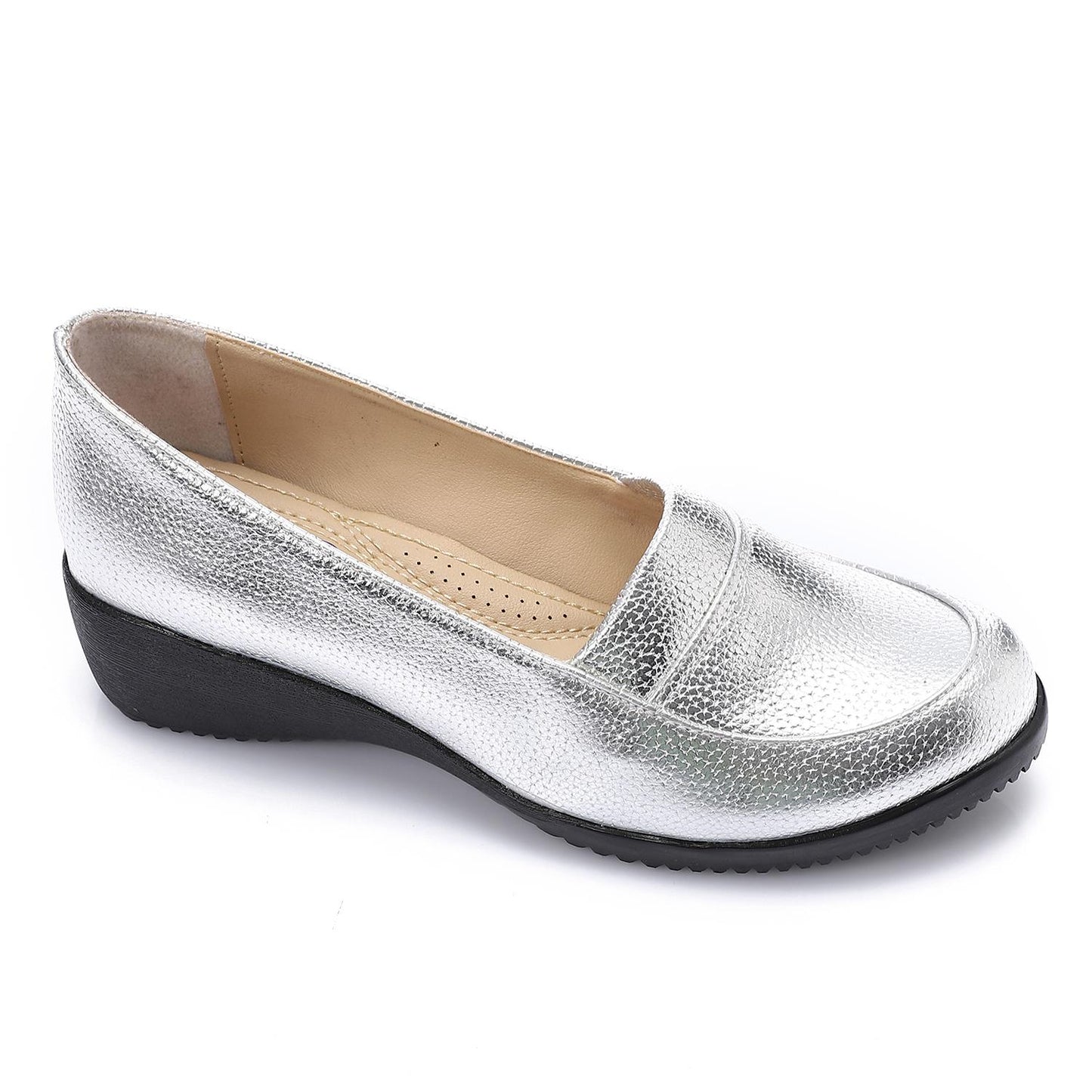 Textured Leather Low Platform Loafer