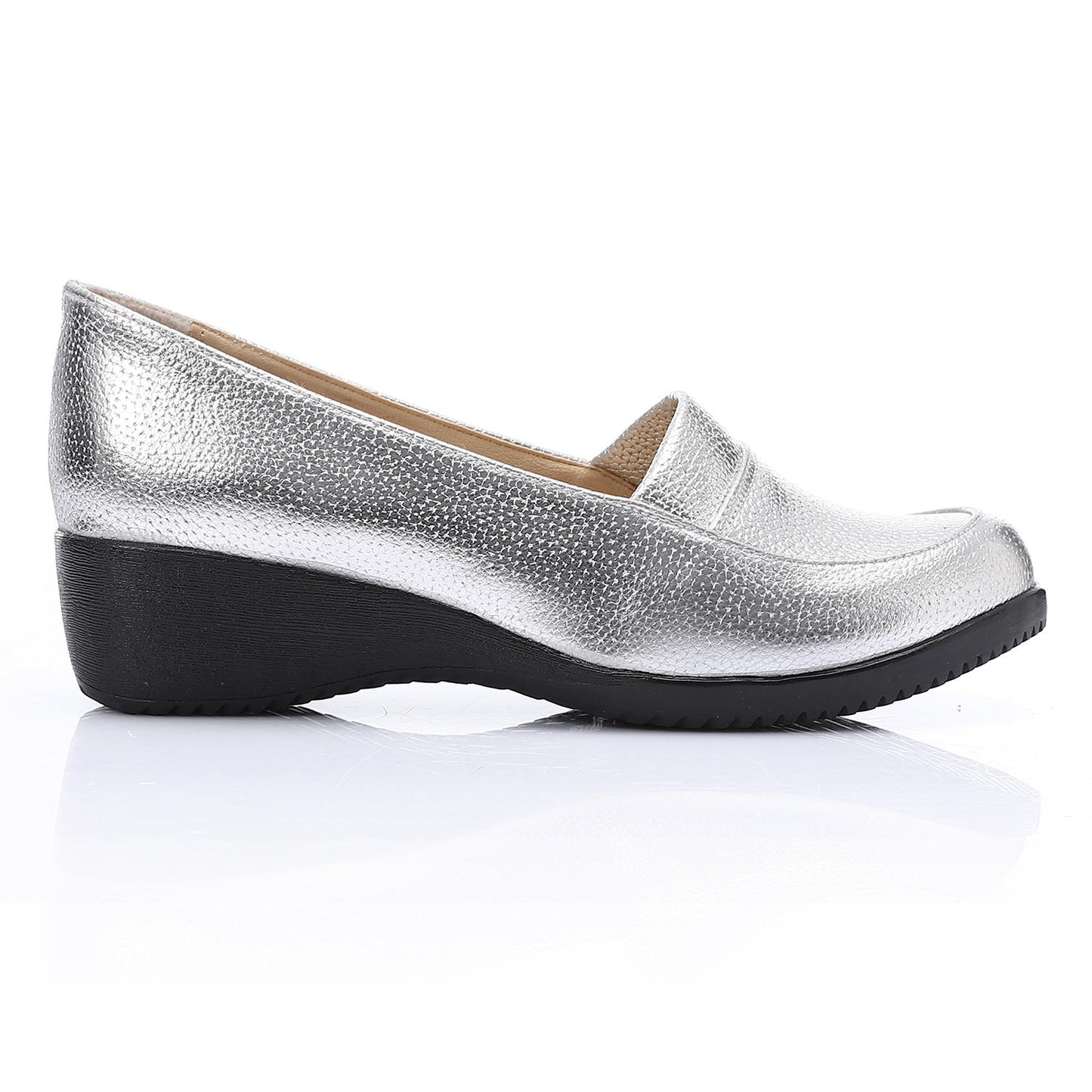 Textured Leather Low Platform Loafer