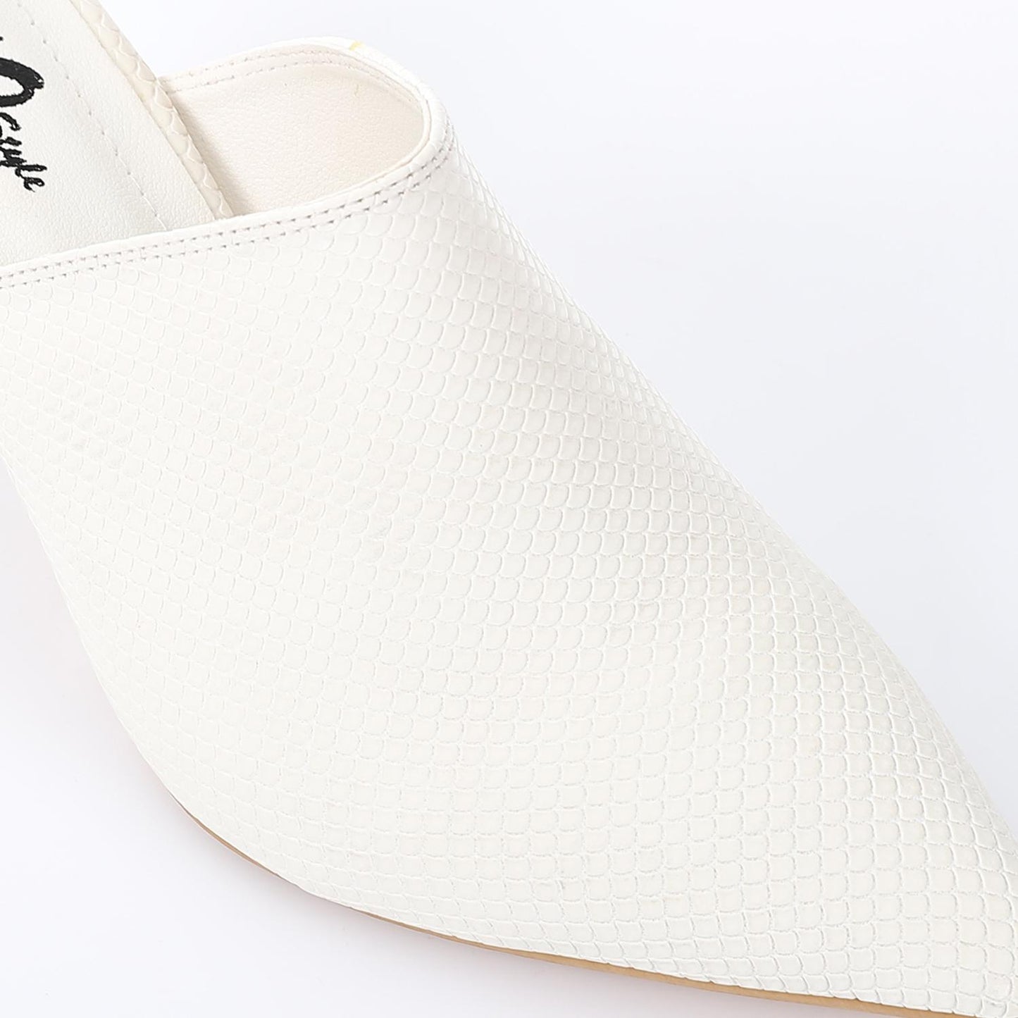 White Pointed Toe Heeled Slipper