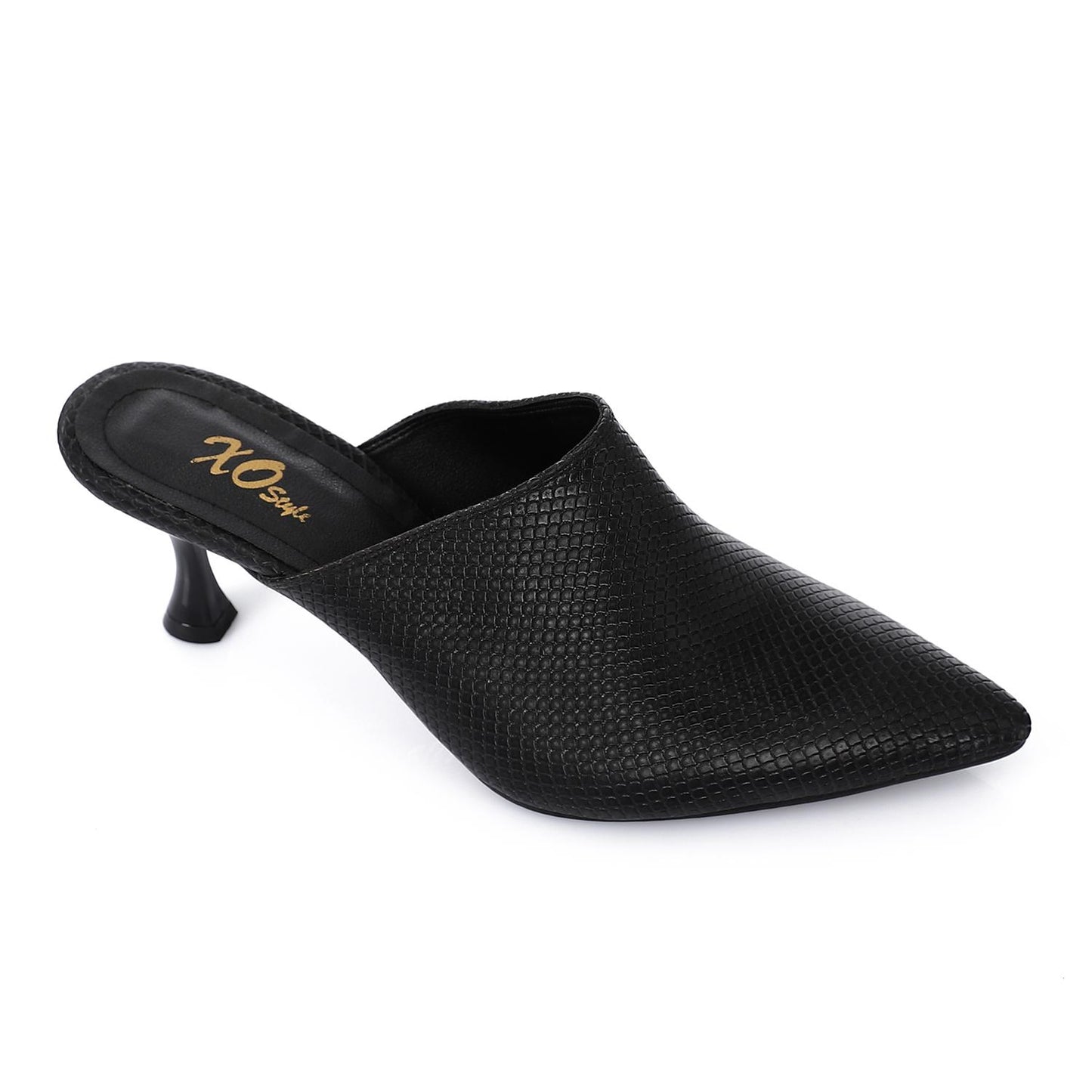 Black Pointed Toe Heeled Slipper