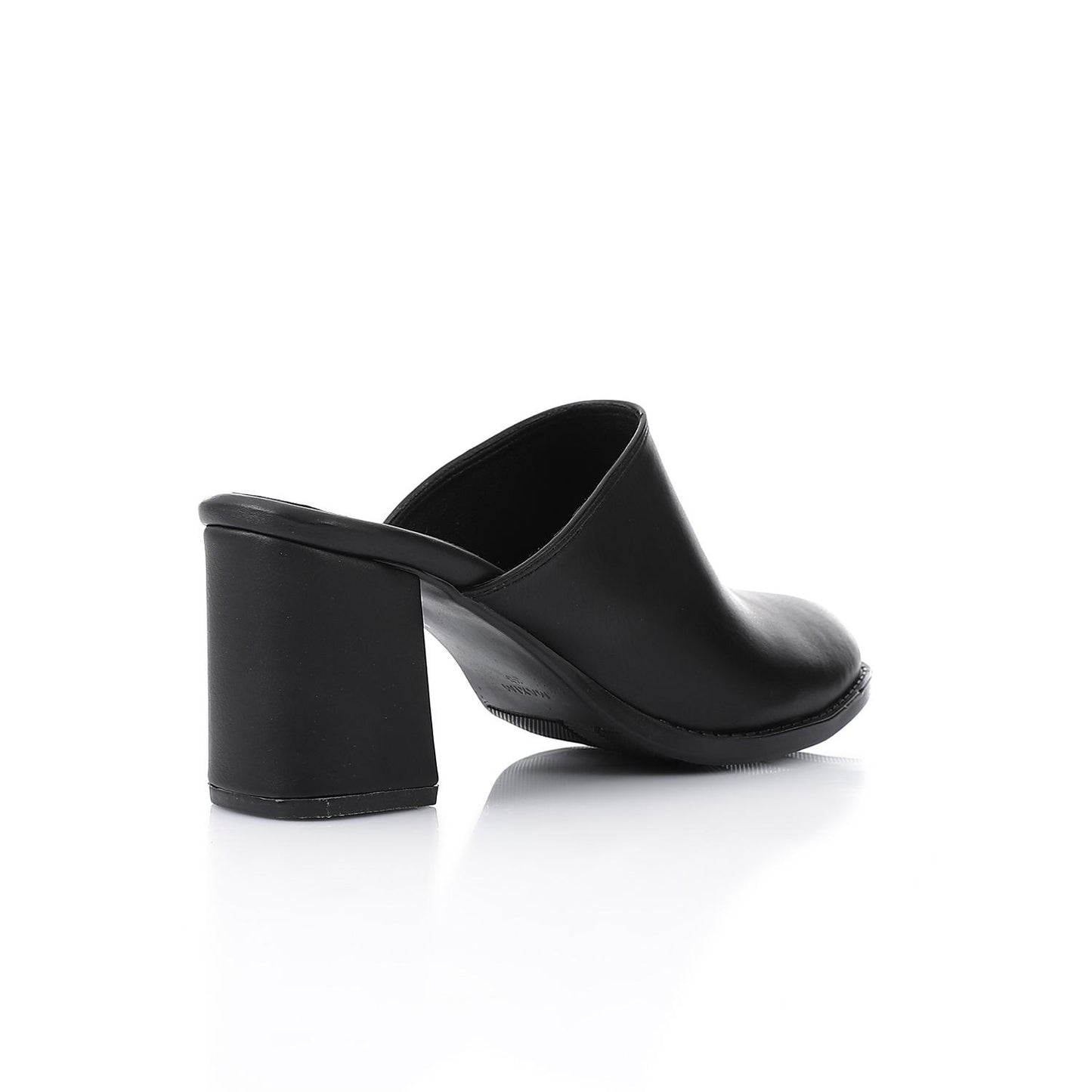 Black Solid Heeled Mules