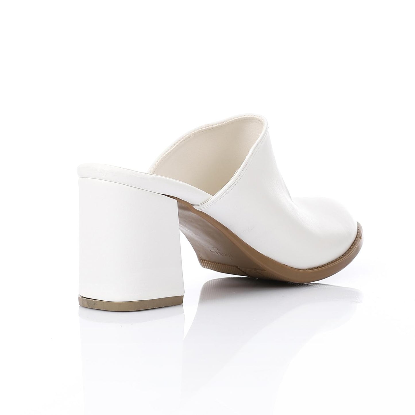 White Solid Heeled Mules