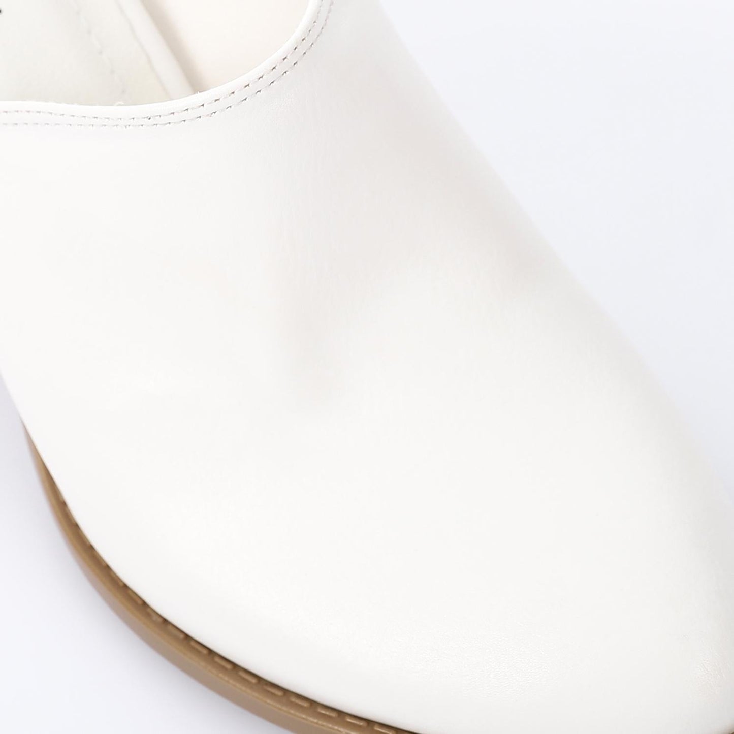 White Solid Heeled Mules
