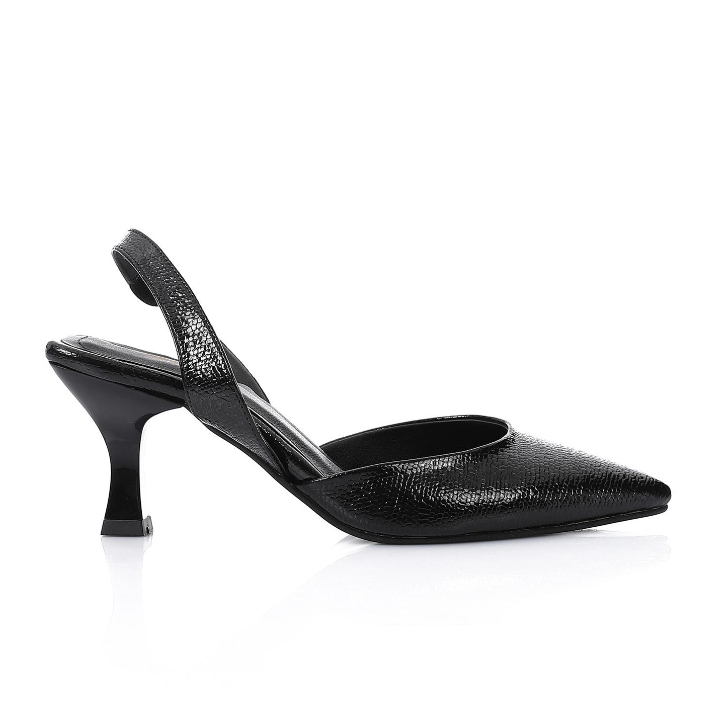 Black Shiny Slingback Heeled Shoes