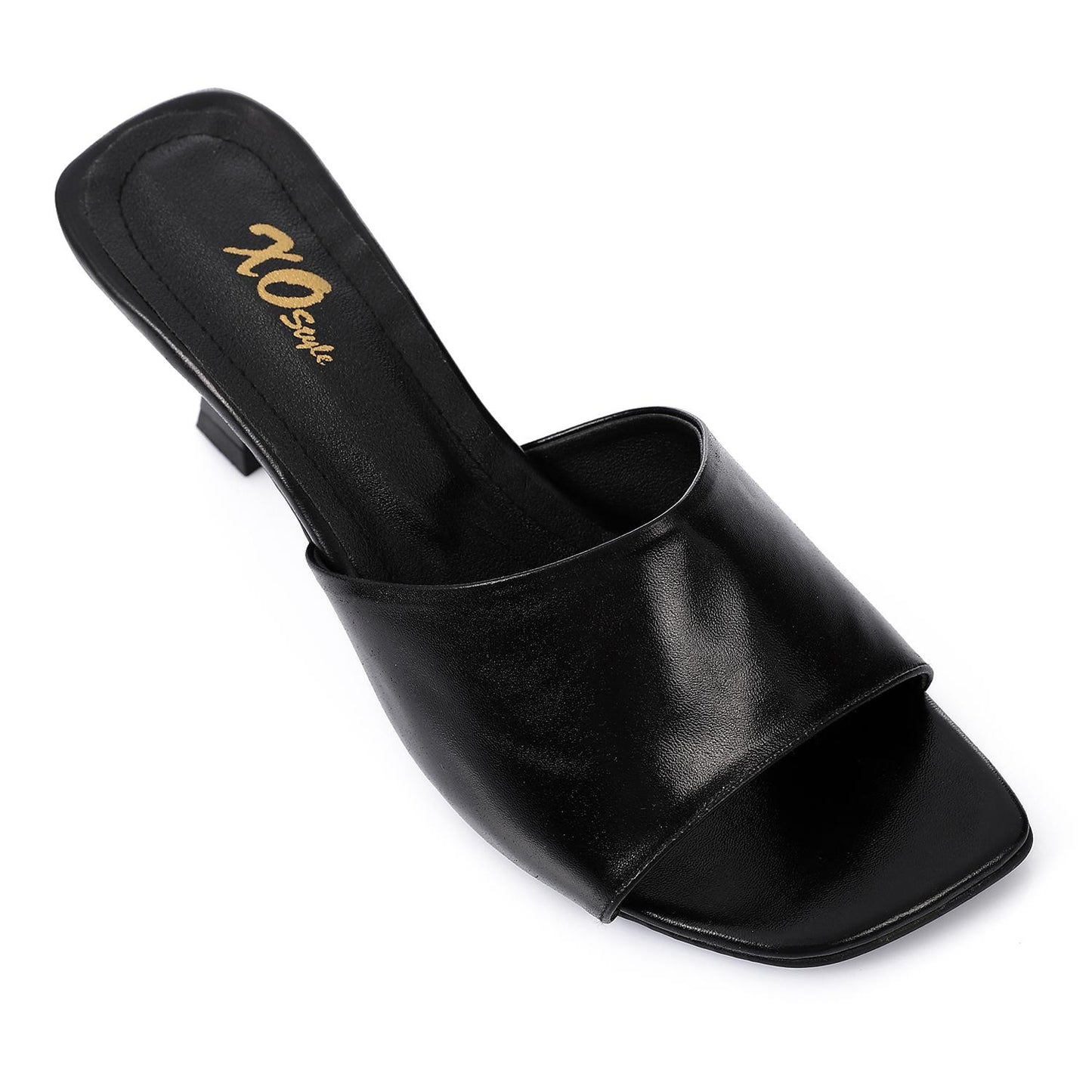 Black Open Toe Heeled Slipper