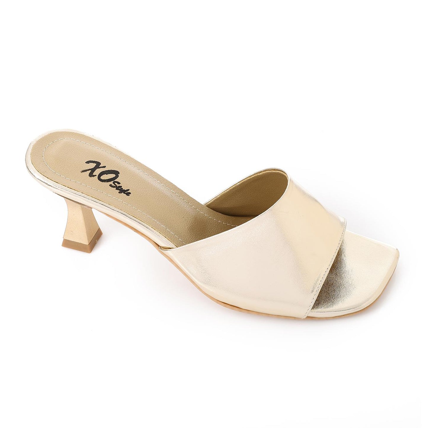 Gold Open Toe Heeled Slipper
