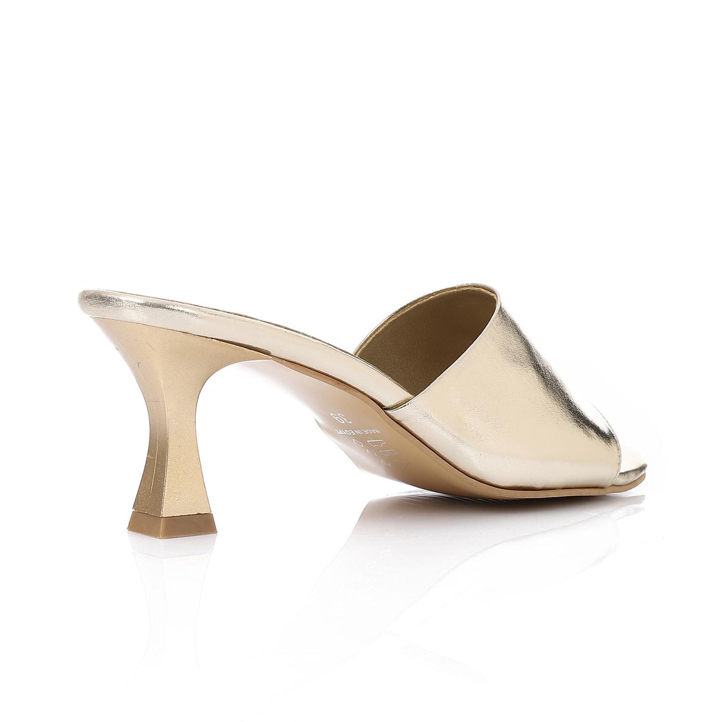Gold Open Toe Heeled Slipper