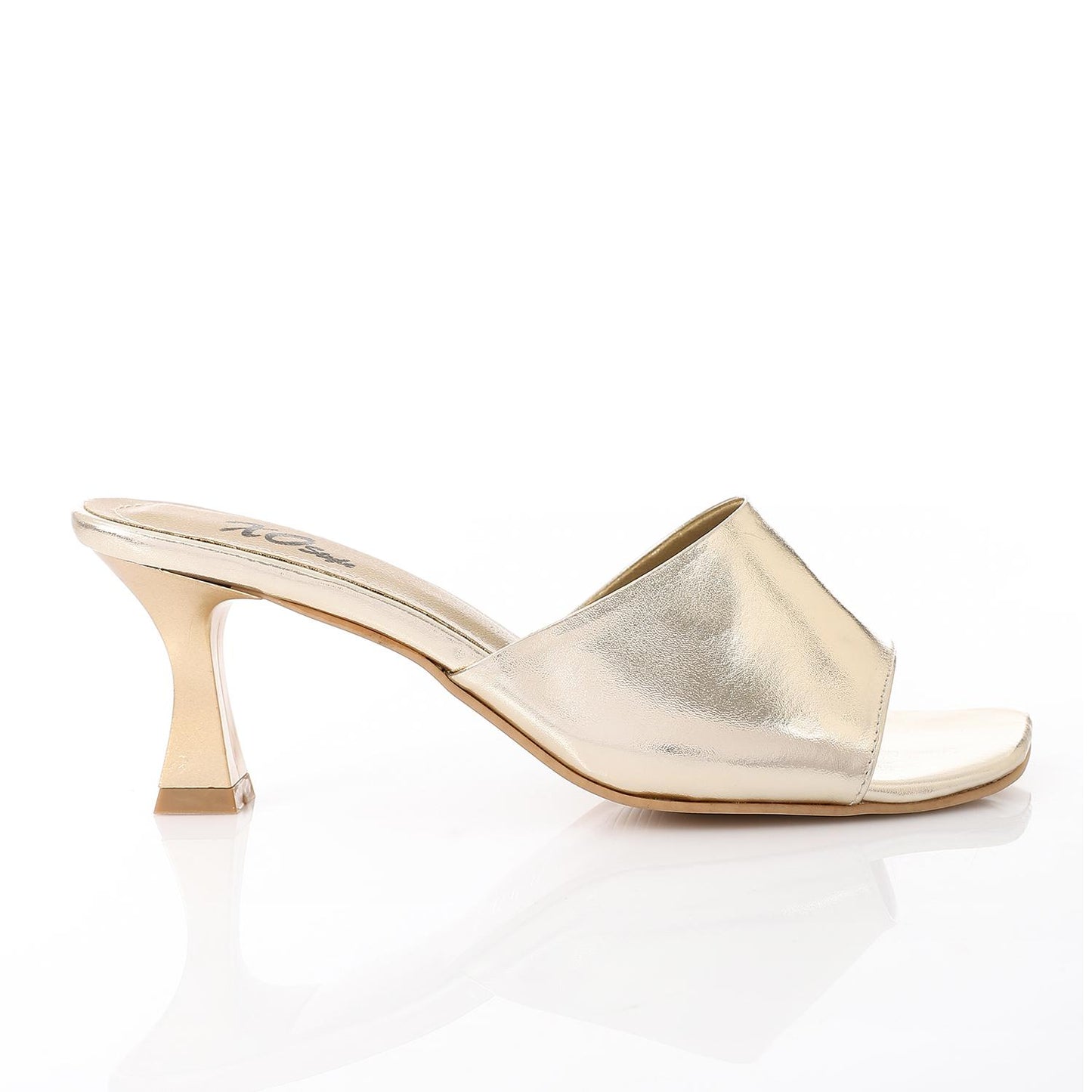 Gold Open Toe Heeled Slipper