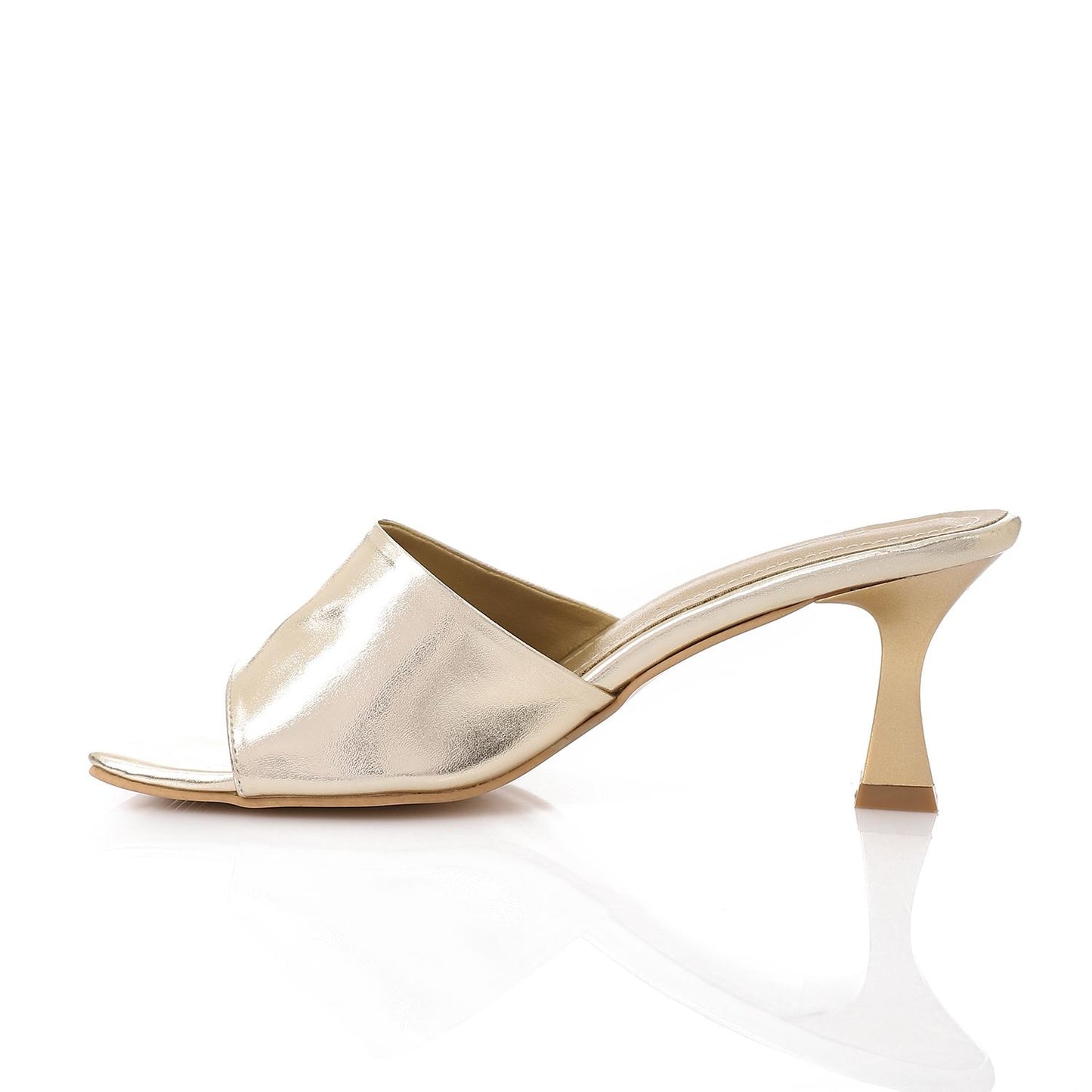 Gold Open Toe Heeled Slipper