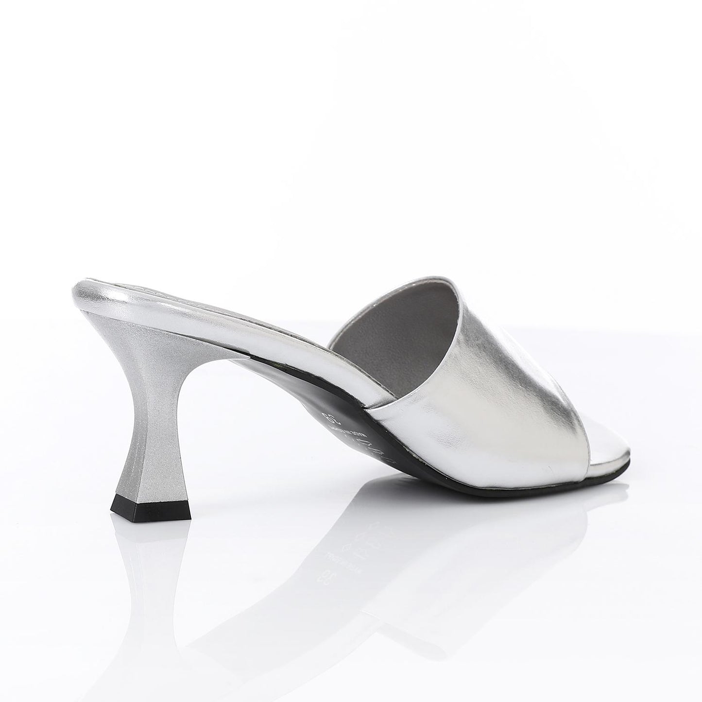 Silver Open Toe Heeled Slipper