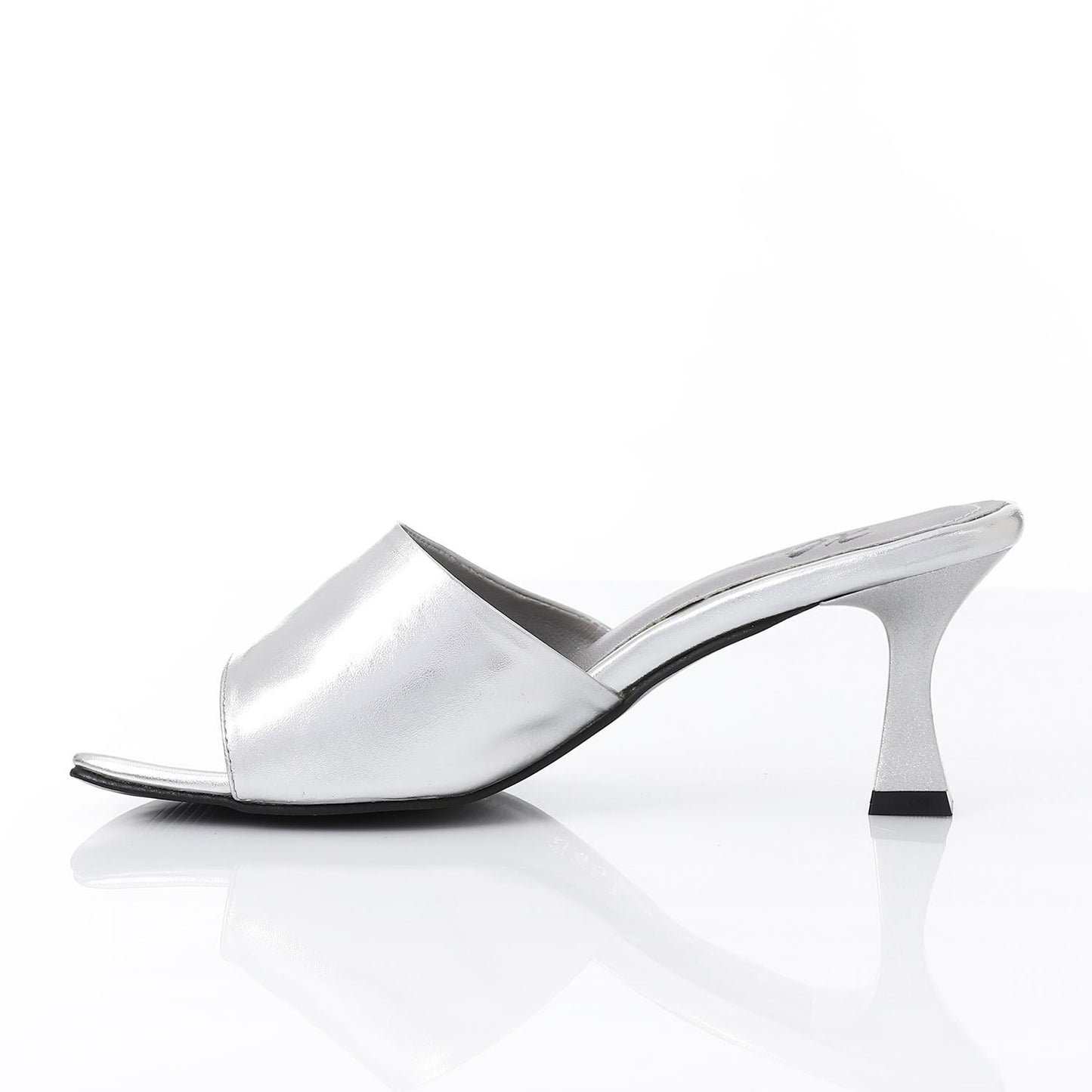 Silver Open Toe Heeled Slipper