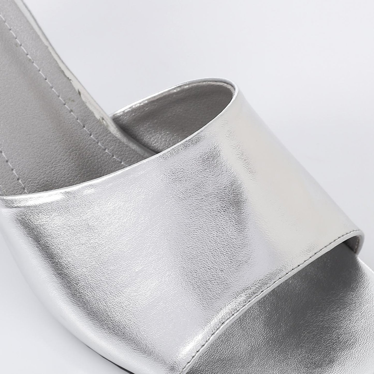 Silver Open Toe Heeled Slipper