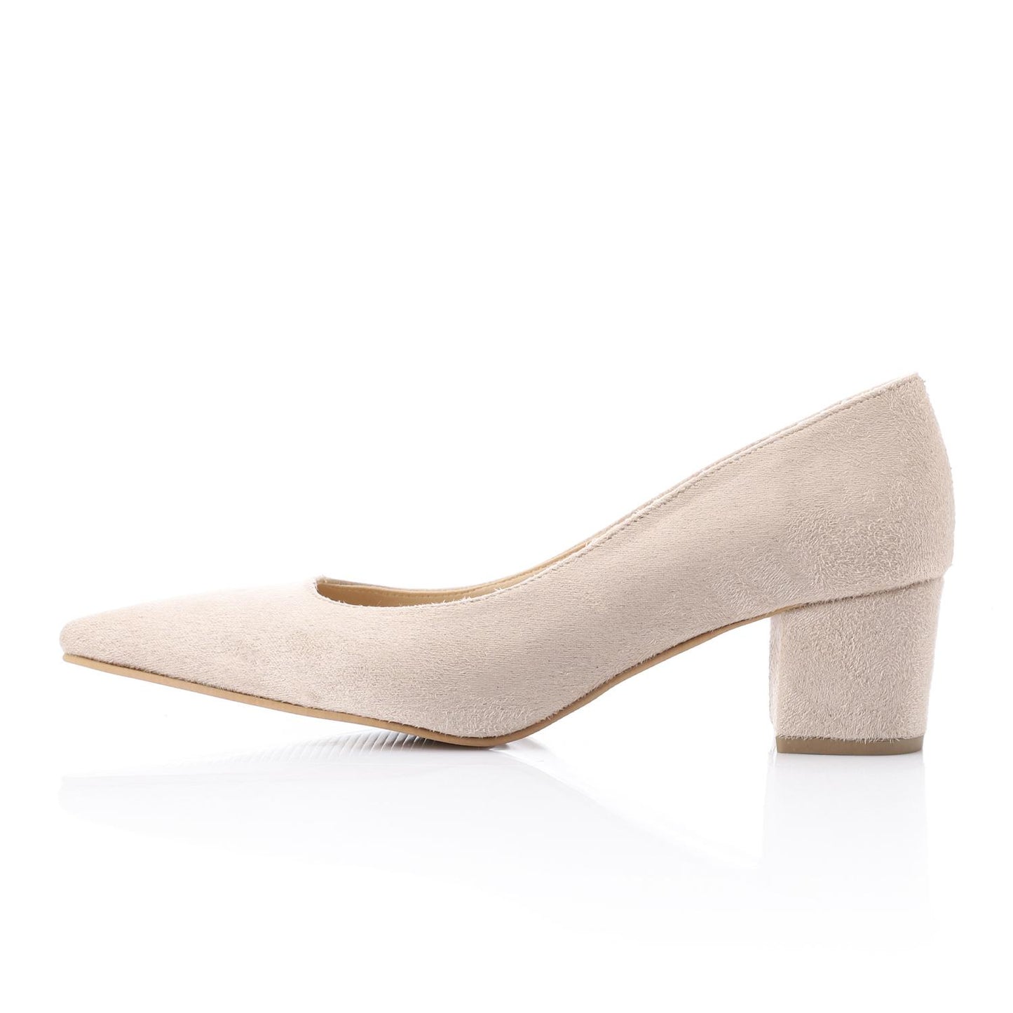 Beige Pointed Toe Suede Leather Pumps