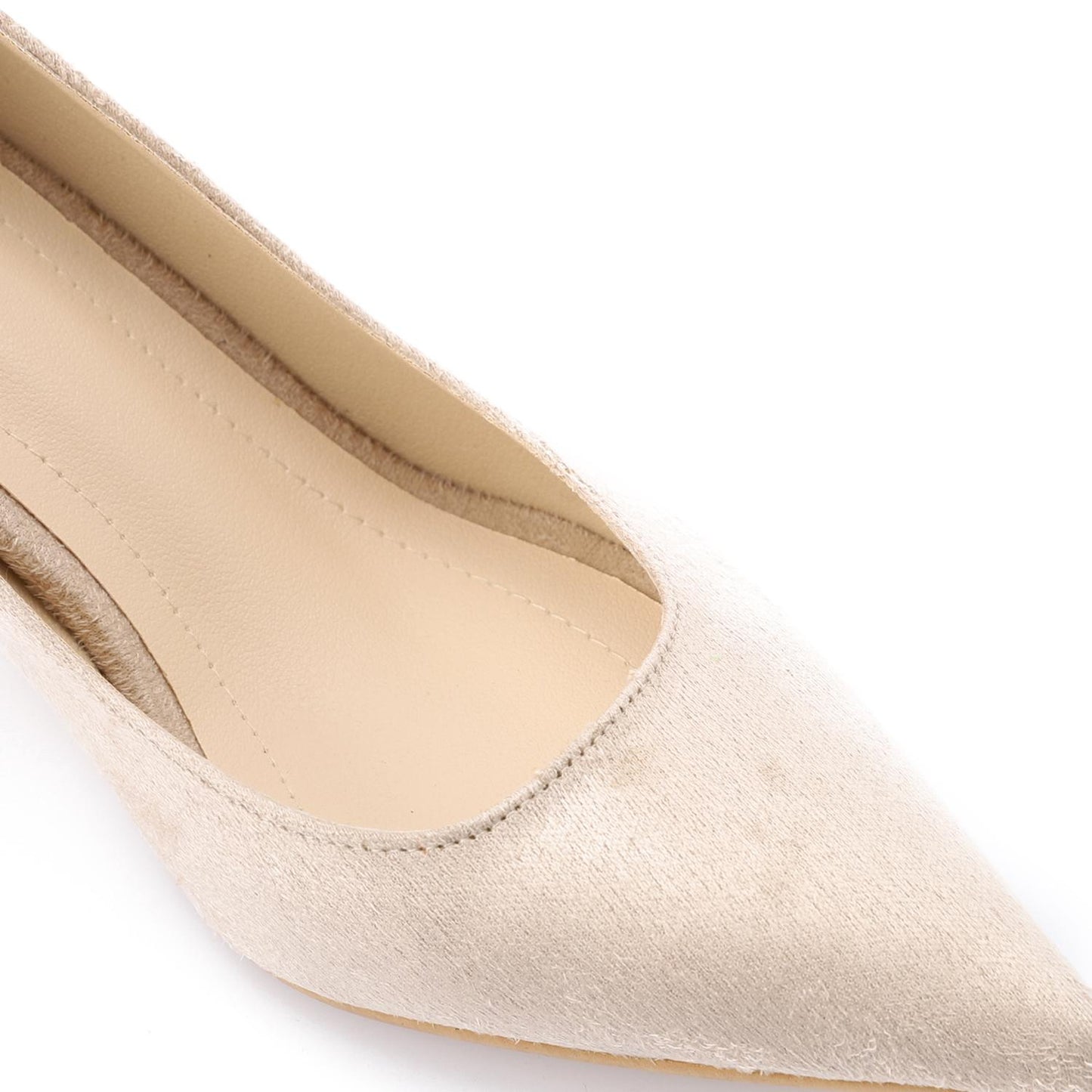 Beige Pointed Toe Suede Leather Pumps