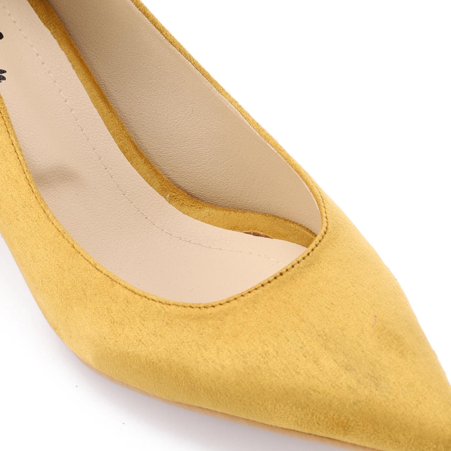 Yellow Pointed Toe Suede Leather Pumps