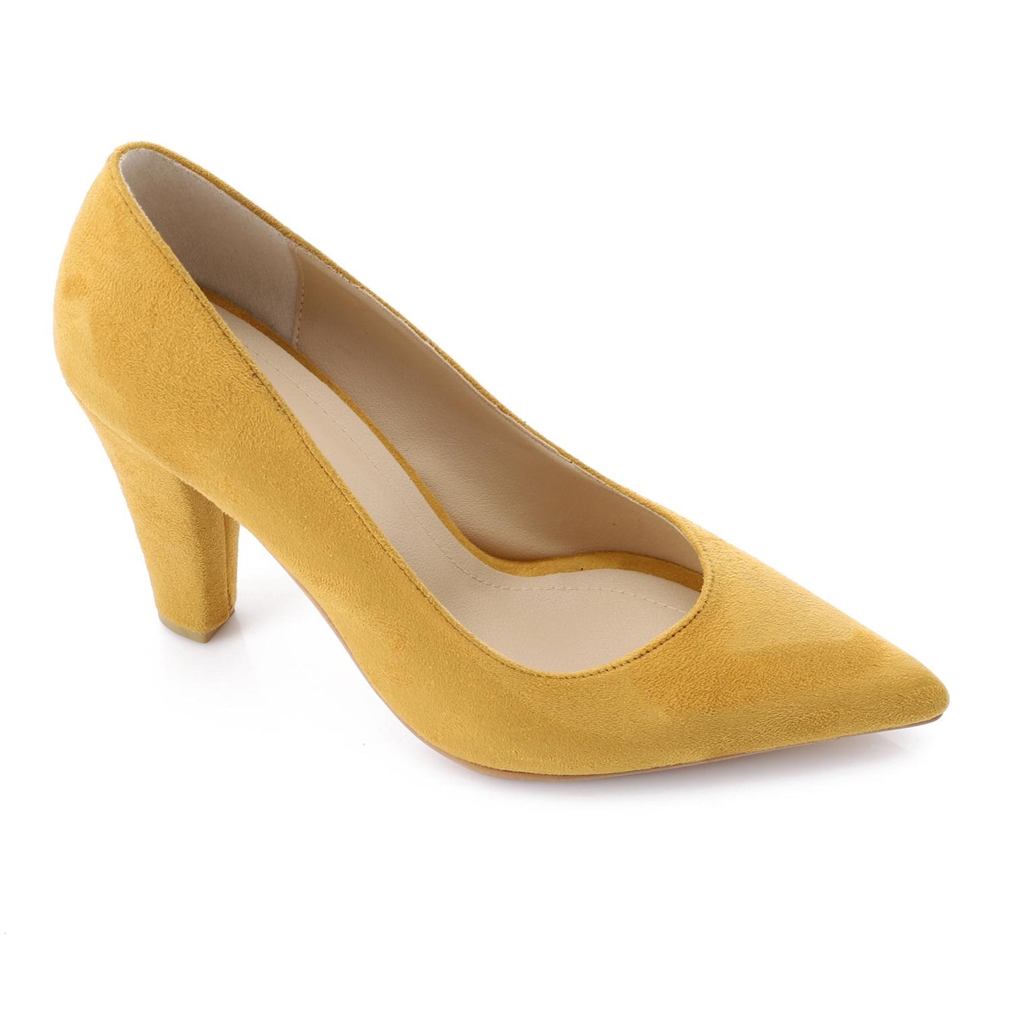 Yellow Pointed Toe Suede High Heels