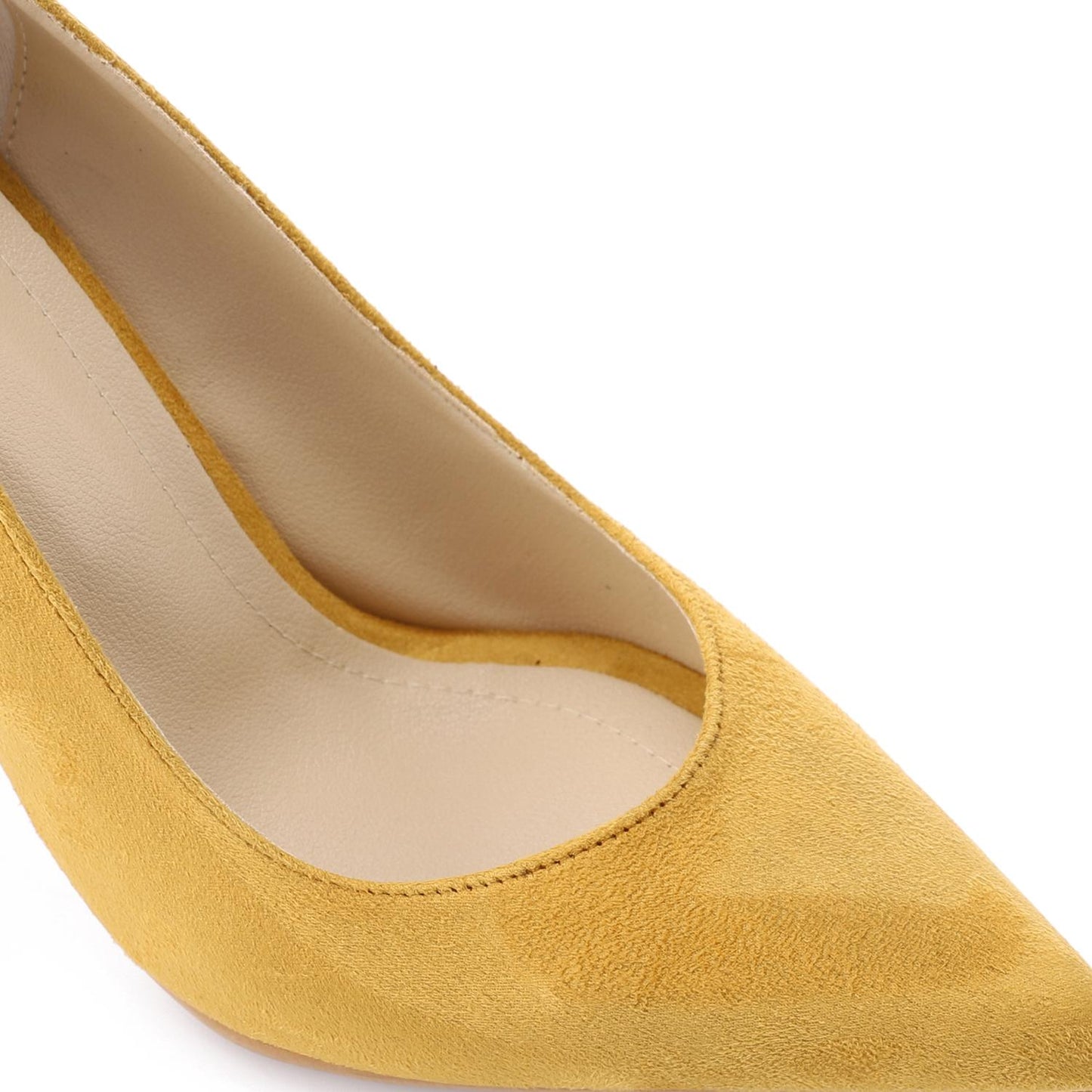 Yellow Pointed Toe Suede High Heels