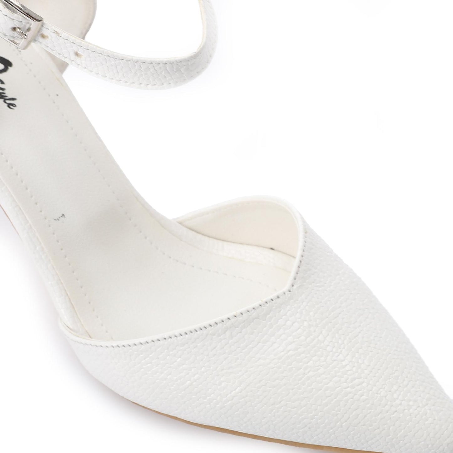 White Side Buckle Leather Shoes