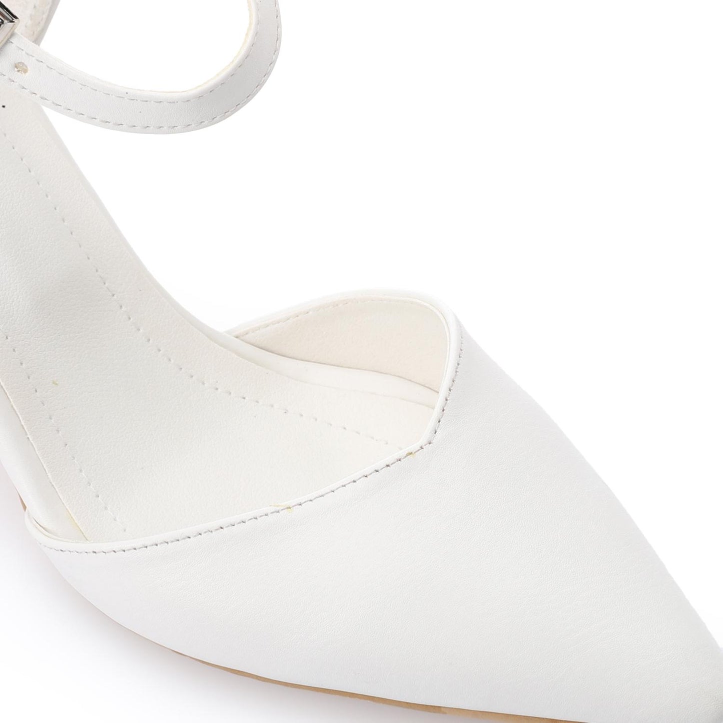 White Side Buckle Leather Shoes