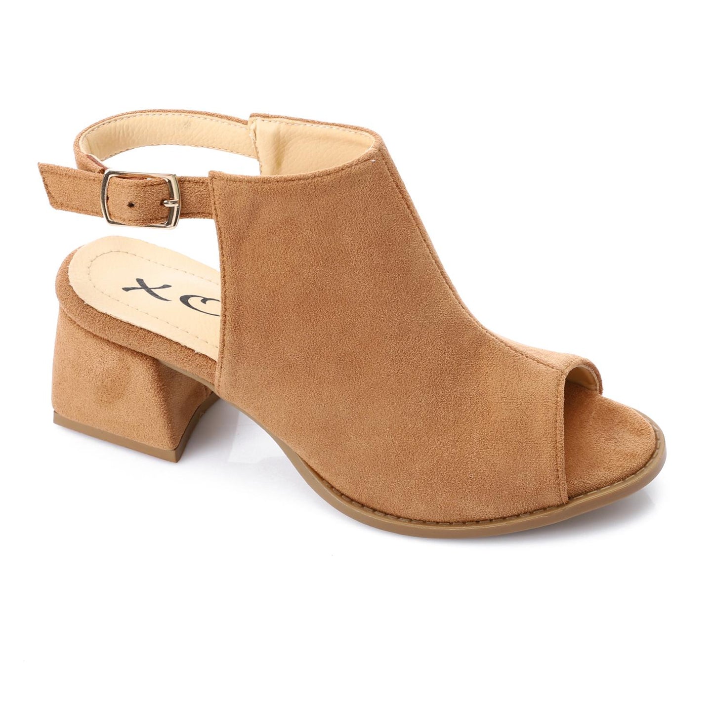 Camel Suede Leather Slingback Sandal