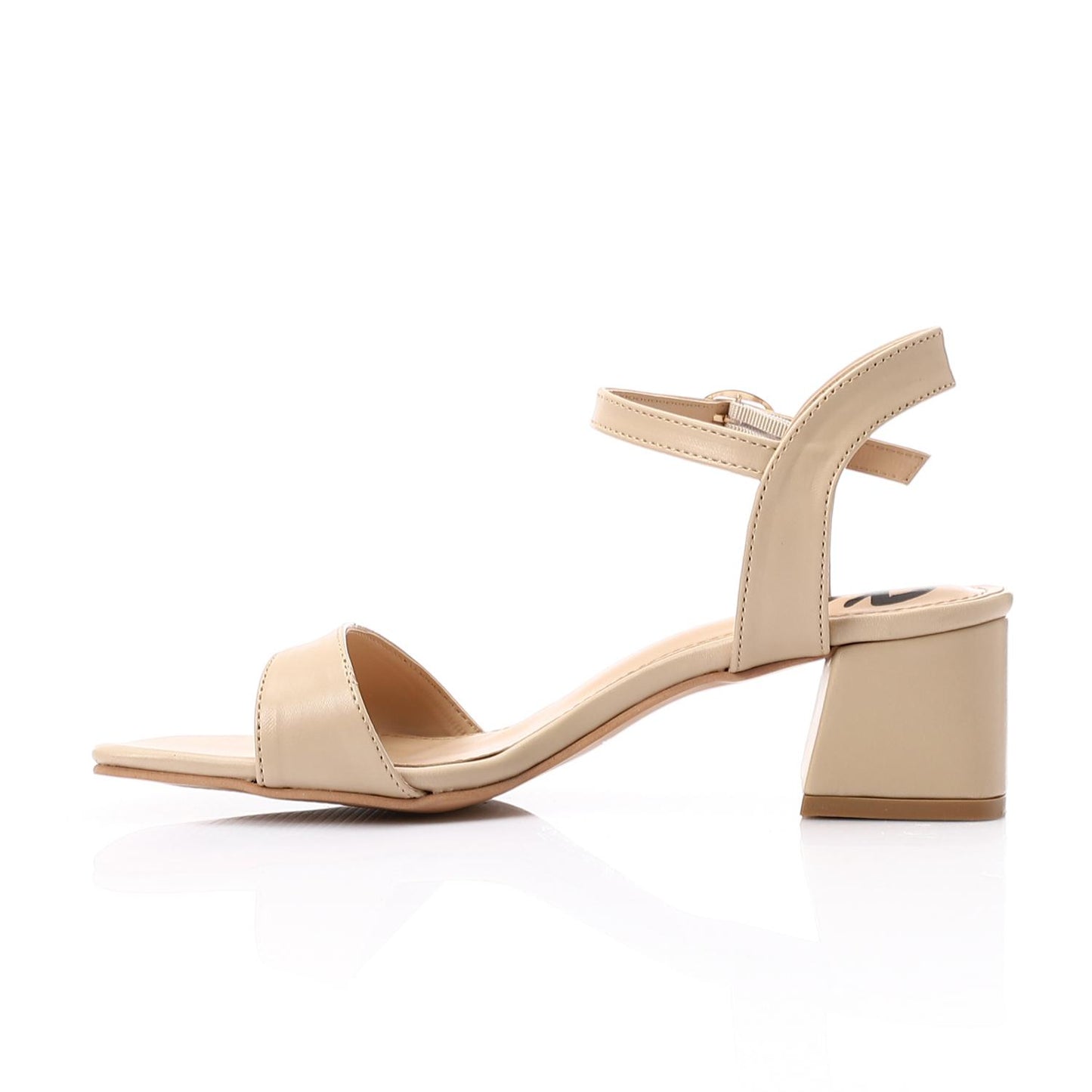 Beige Ankle Strap Slingback Heeled Sandal