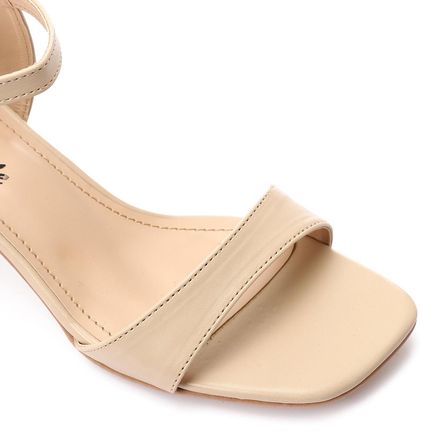 Beige Ankle Strap Slingback Heeled Sandal