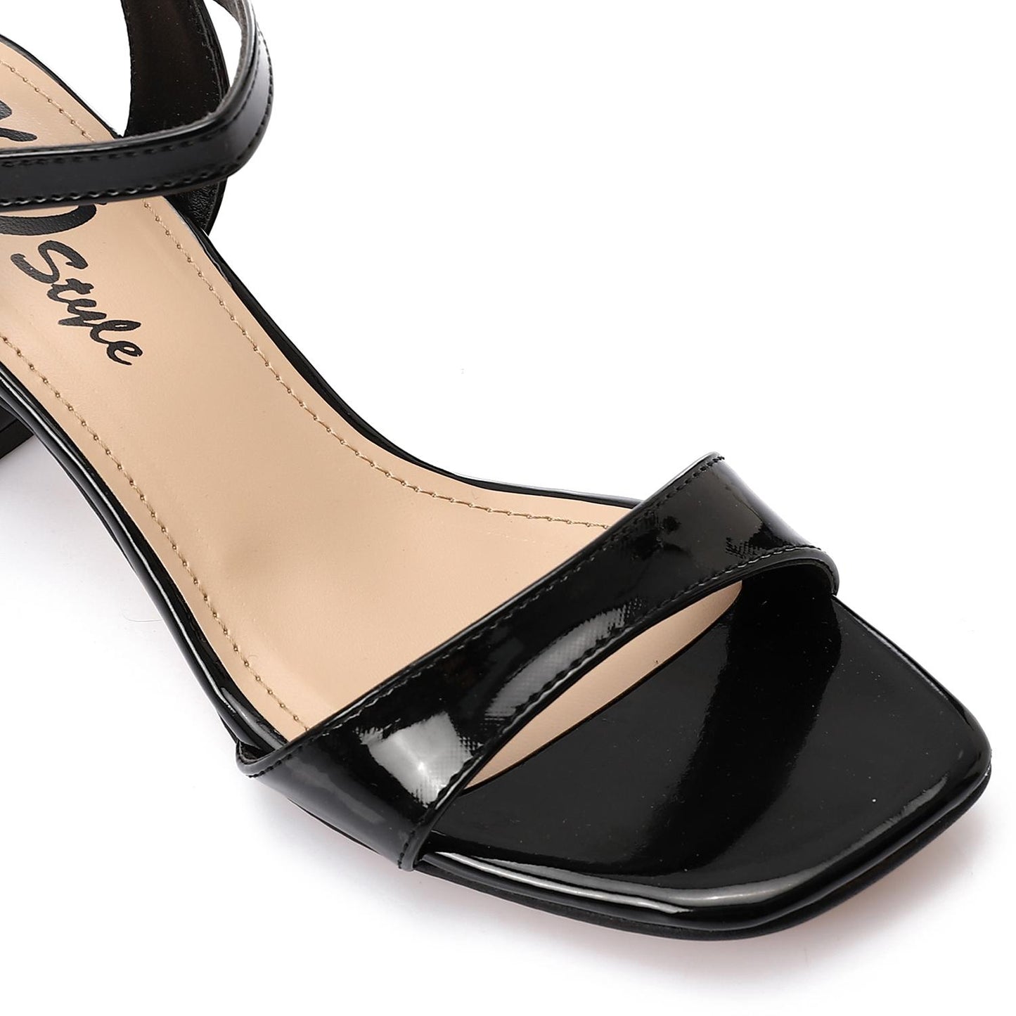 Black Ankle Strap Slingback Heeled Sandal